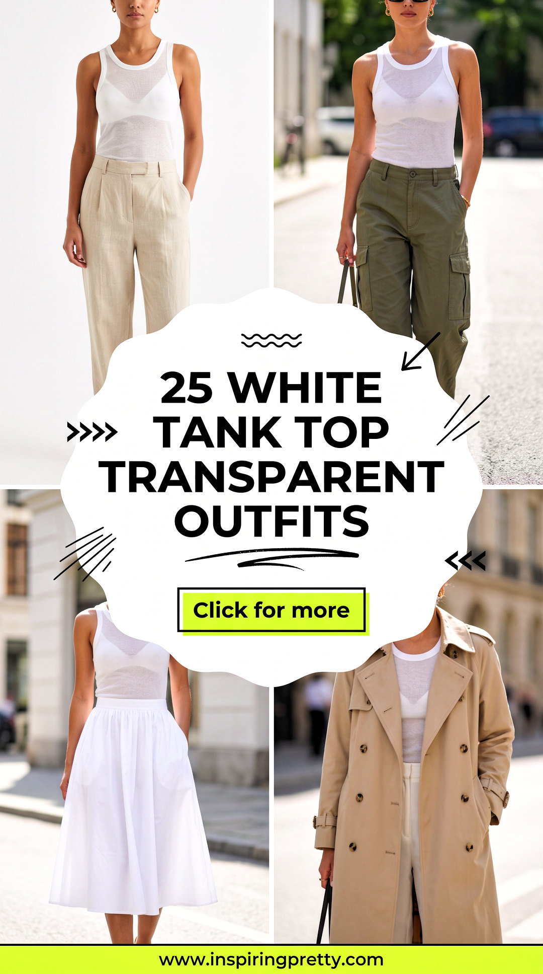 25 White Tank Top Transparent Outfits for Bold Summer Style - 25 White Tank Top Transparent Outfits for Bold Summer Style