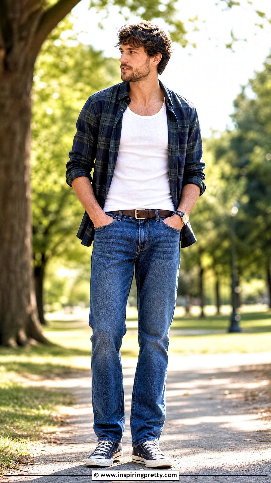 White Tank Top With A Plaid Shirt - 50 white tank top outfit men
