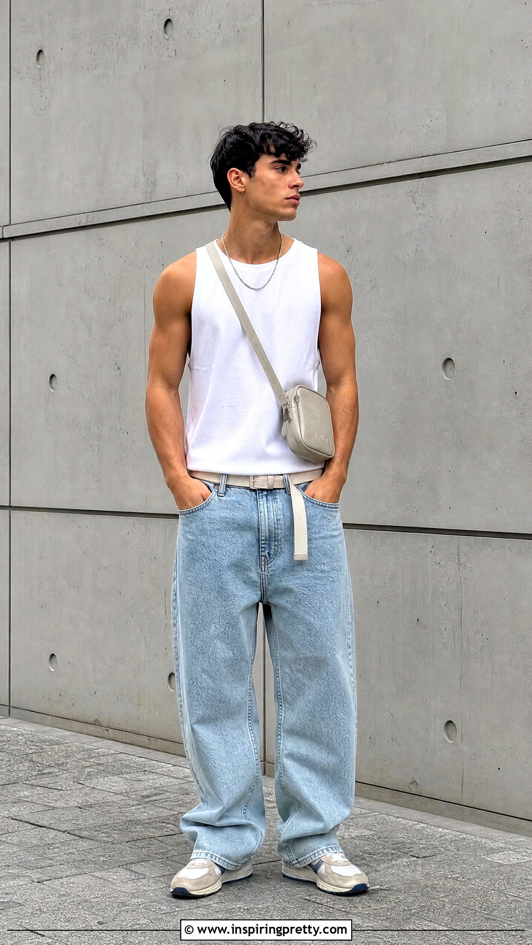 White Tank Top With Baggy Jeans - 50 white tank top outfit men