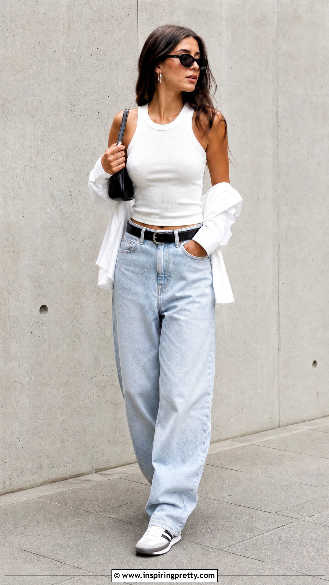 White Tank Top With Baggy Jeans - 50 white top outfit ideas