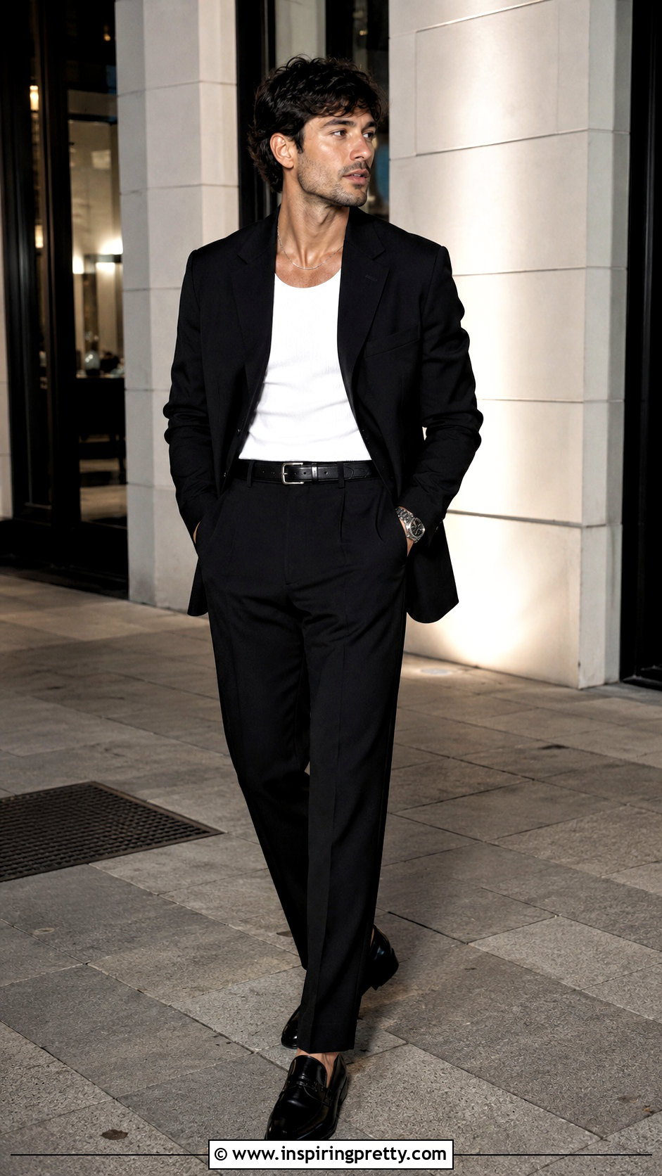 White Tank Top With Black Blazer - 20 Formal Tank Top Men outfit ideas