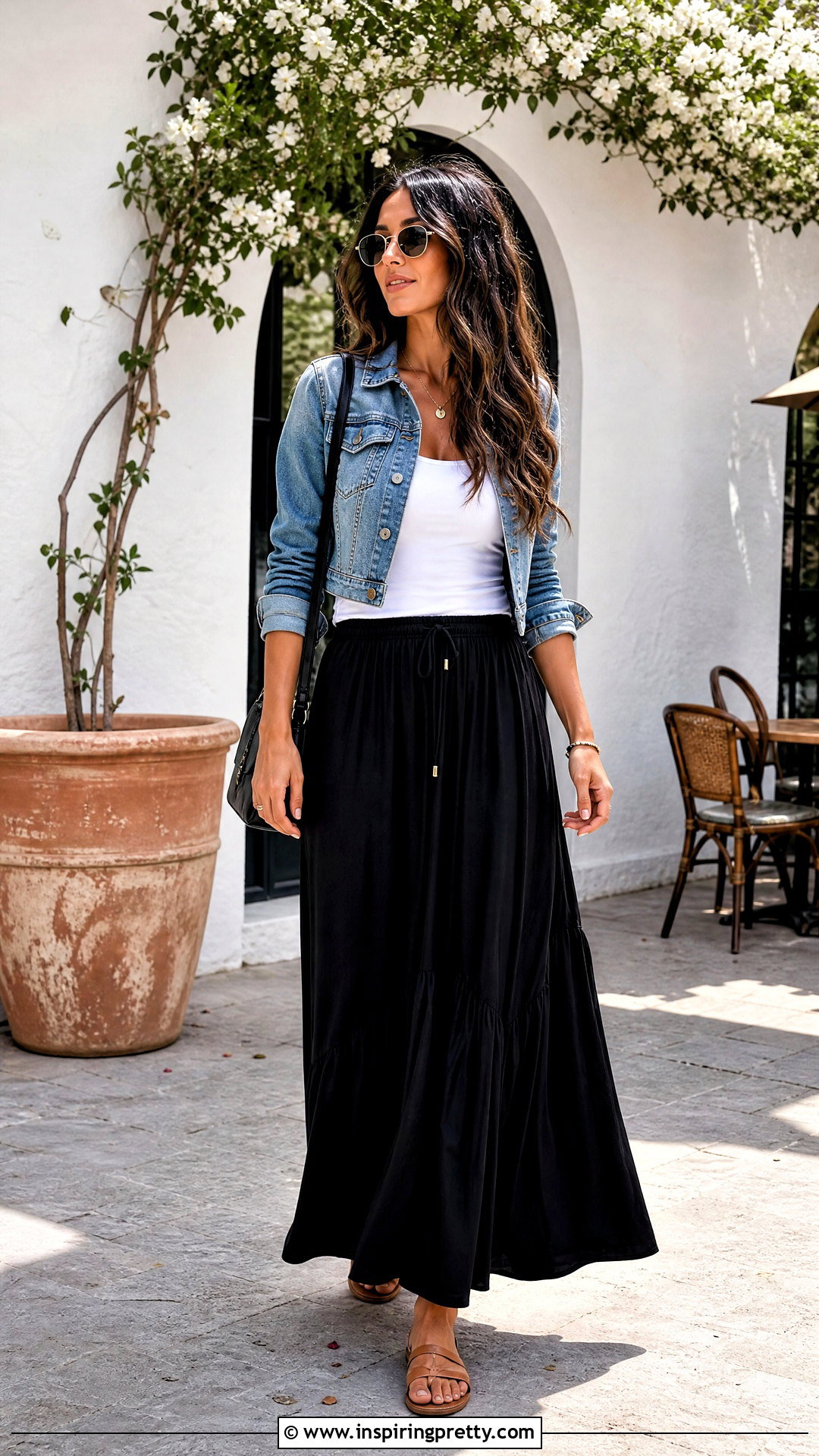 White Tank Top With Black Maxi Skirt - 50 white top outfit casual ideas