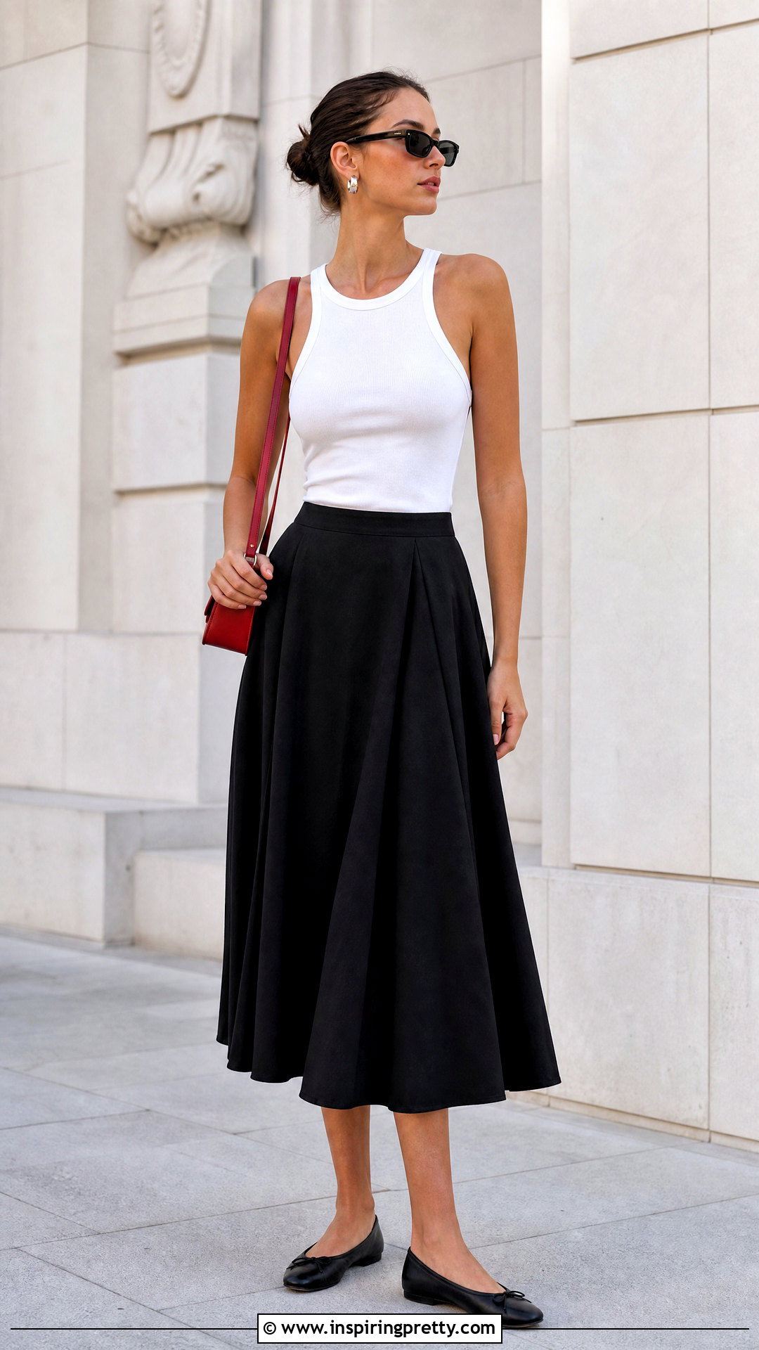 White Tank Top With Black Midi Skirt - 20 White Tank Top With Song List outfit ideas
