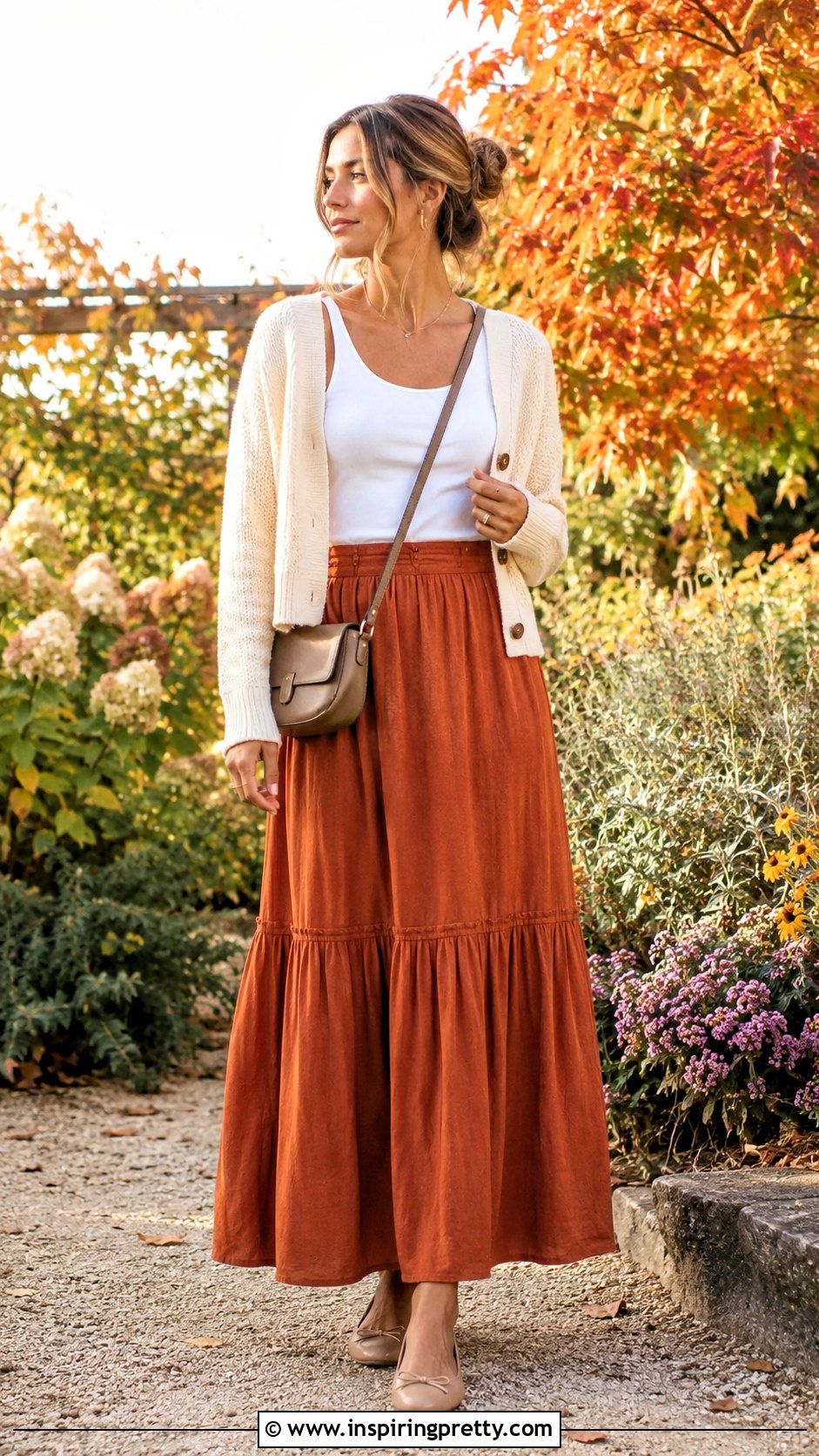 White Tank Top With Cardigan And Maxi Skirt - 50 white tops outfit ideas