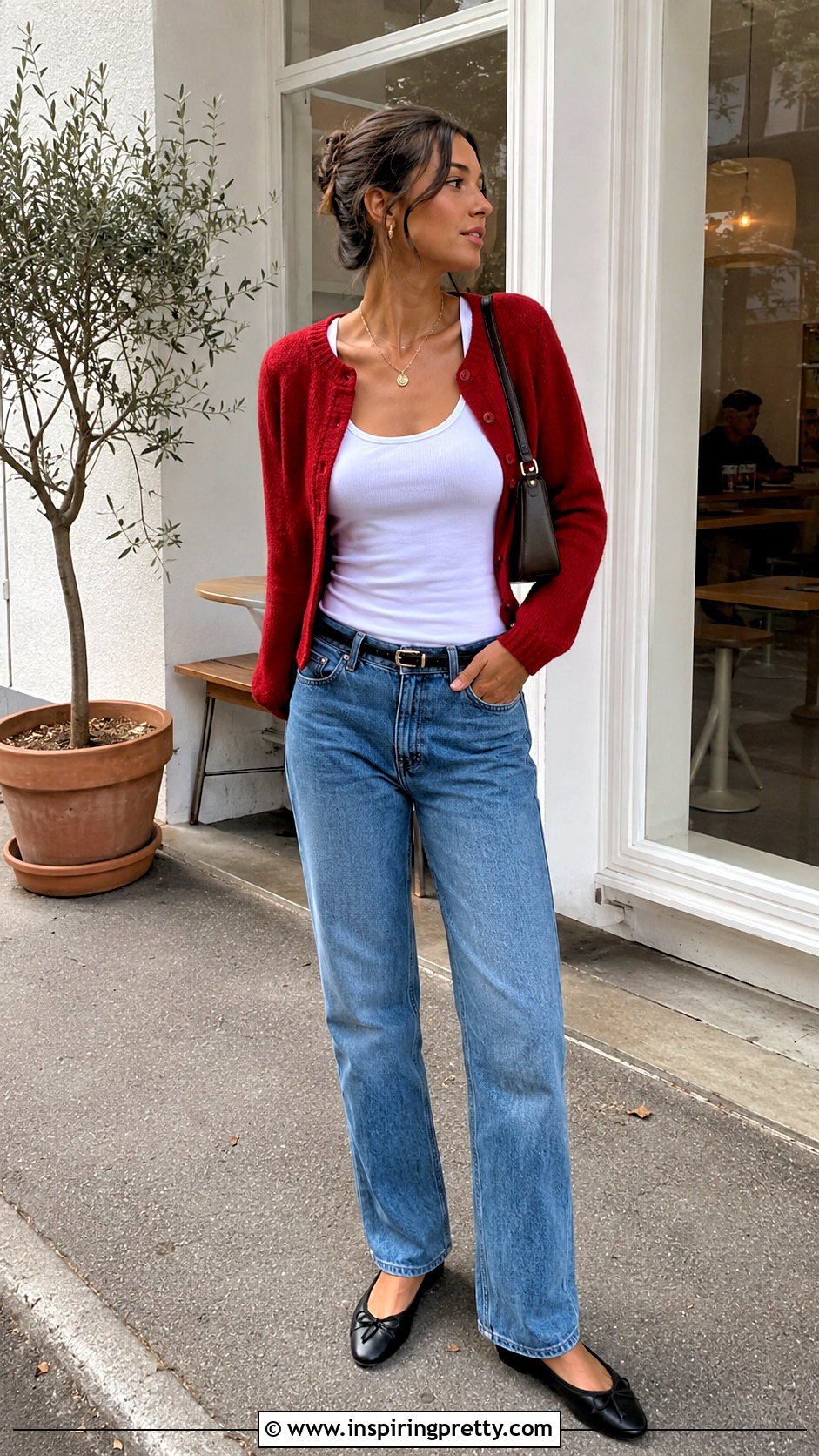 White Tank Top With Cardigan And Relaxed Jeans - 25 sydney sweeney white tank top outfit ideas