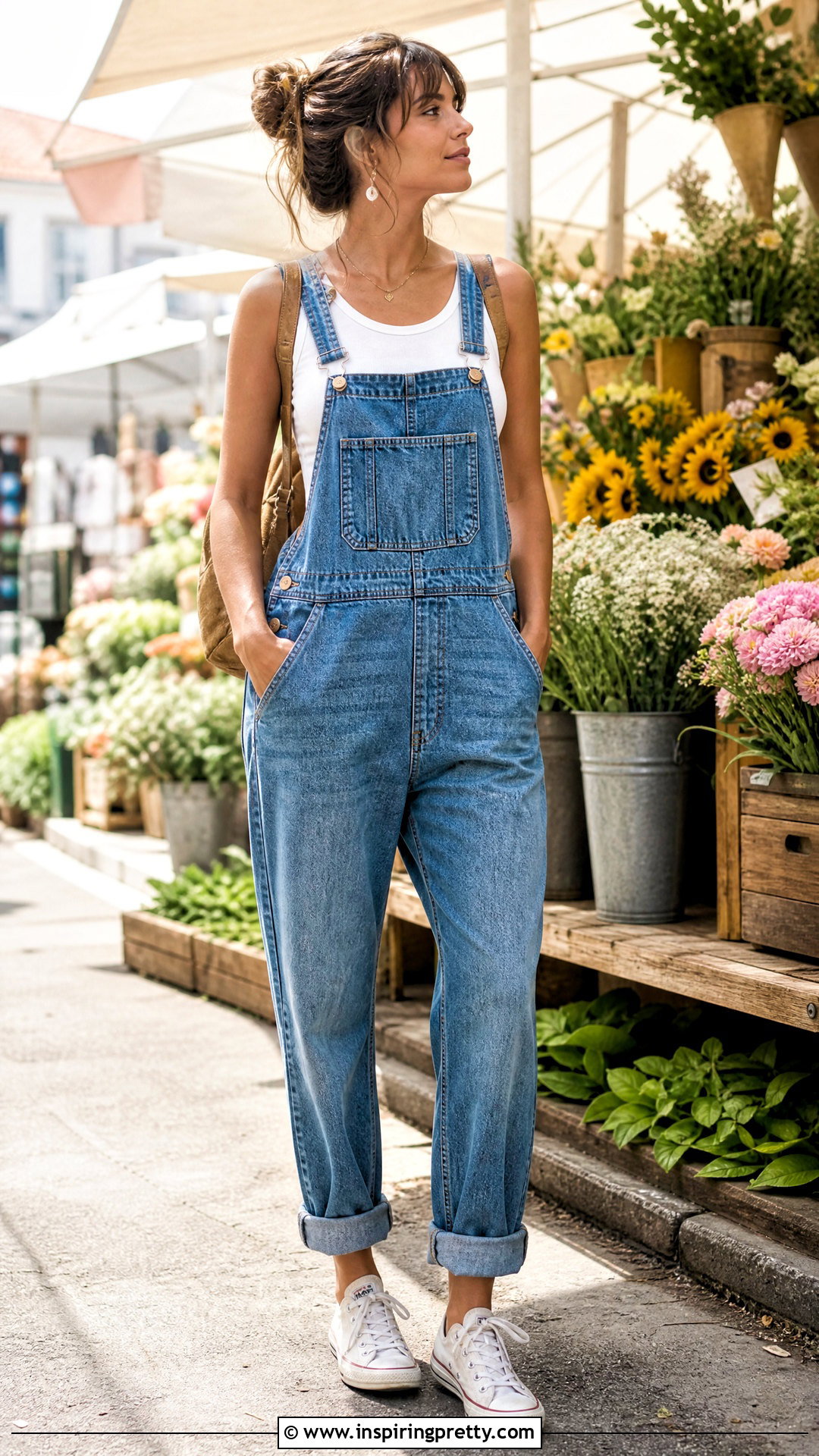 White Tank Top With Denim Overalls - 50 white tank top outfit ideas