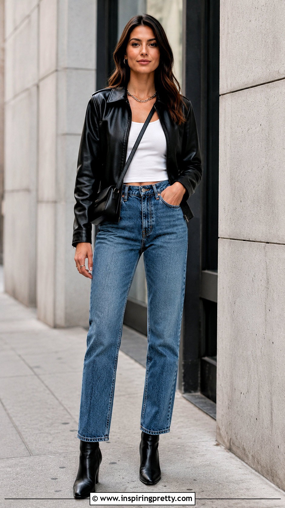 White Tank Top With Leather Jacket And Jeans - 50 white tank top outfits