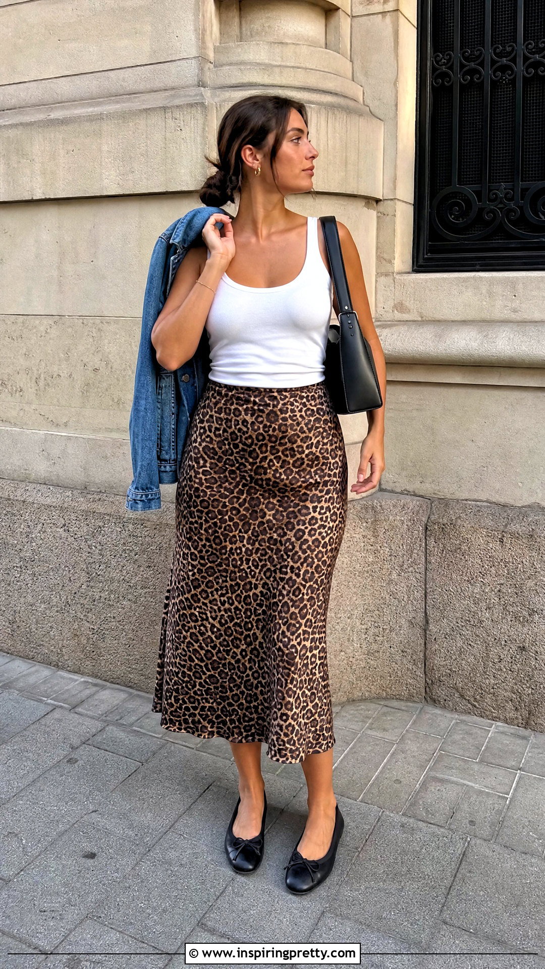 White Tank Top With Leopard Midi Skirt - 50 white tank top outfit ideas