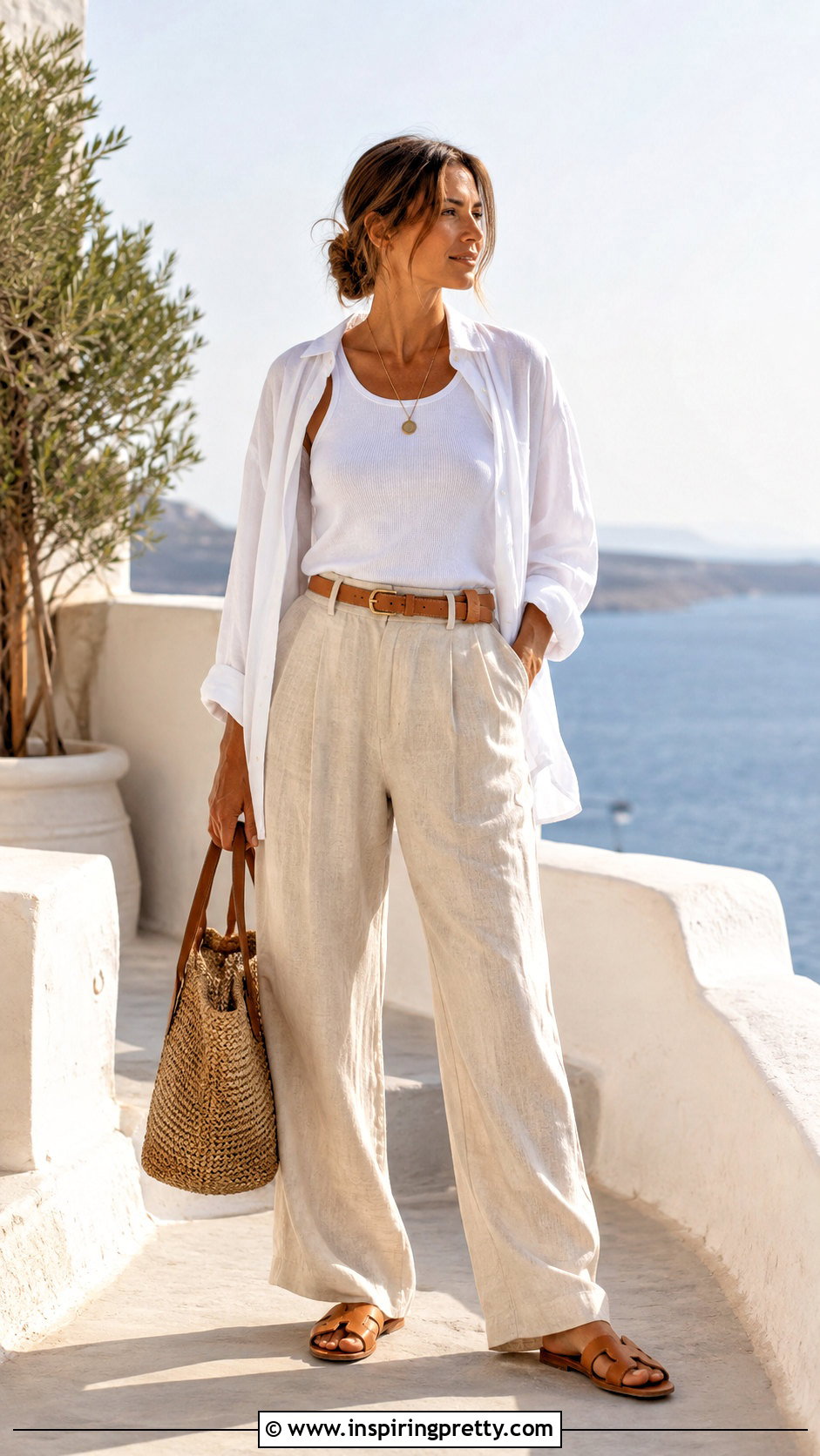 White Tank Top With Linen Trousers - 50 simple tops for women