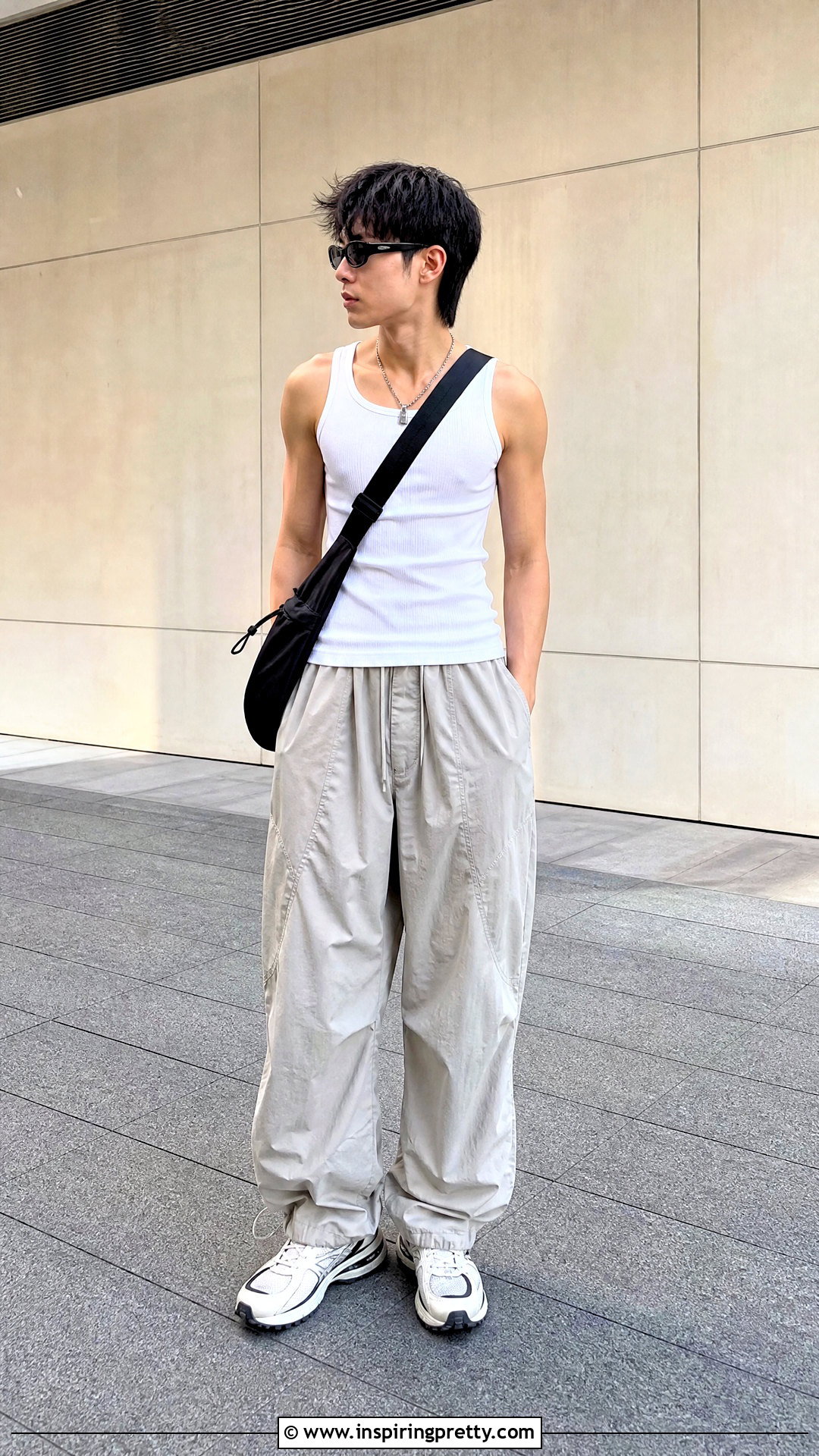 White Tank Top With Parachute Pants - 50 white tank top outfit men