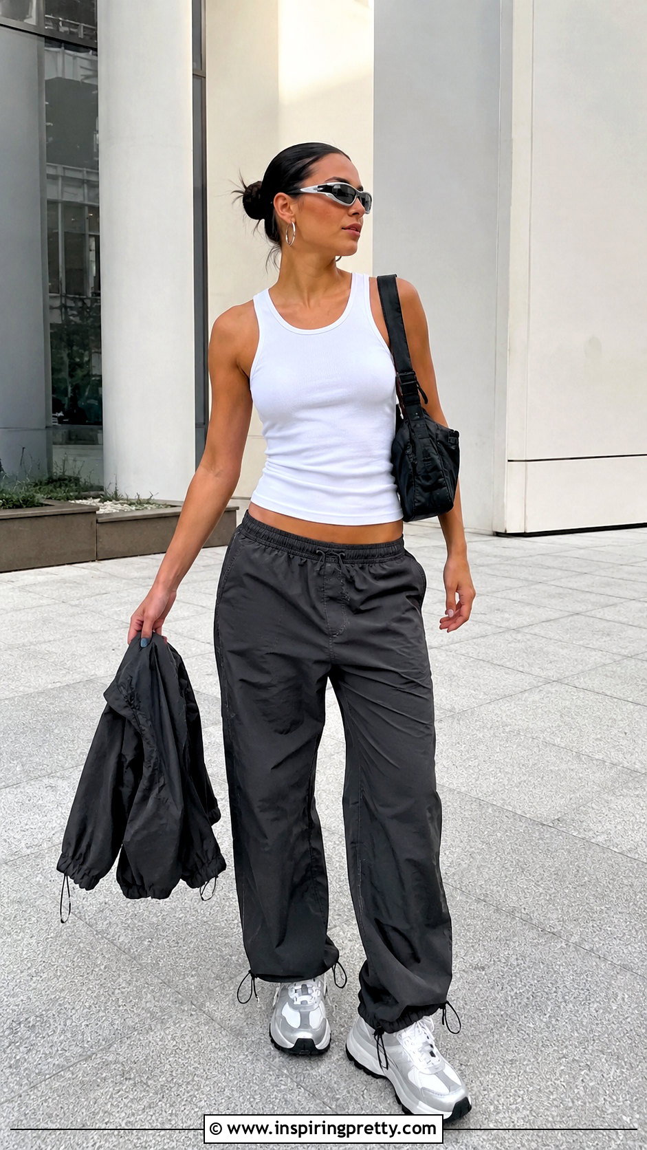 White Tank Top With Parachute Pants - 25 sydney sweeney white tank top outfit ideas