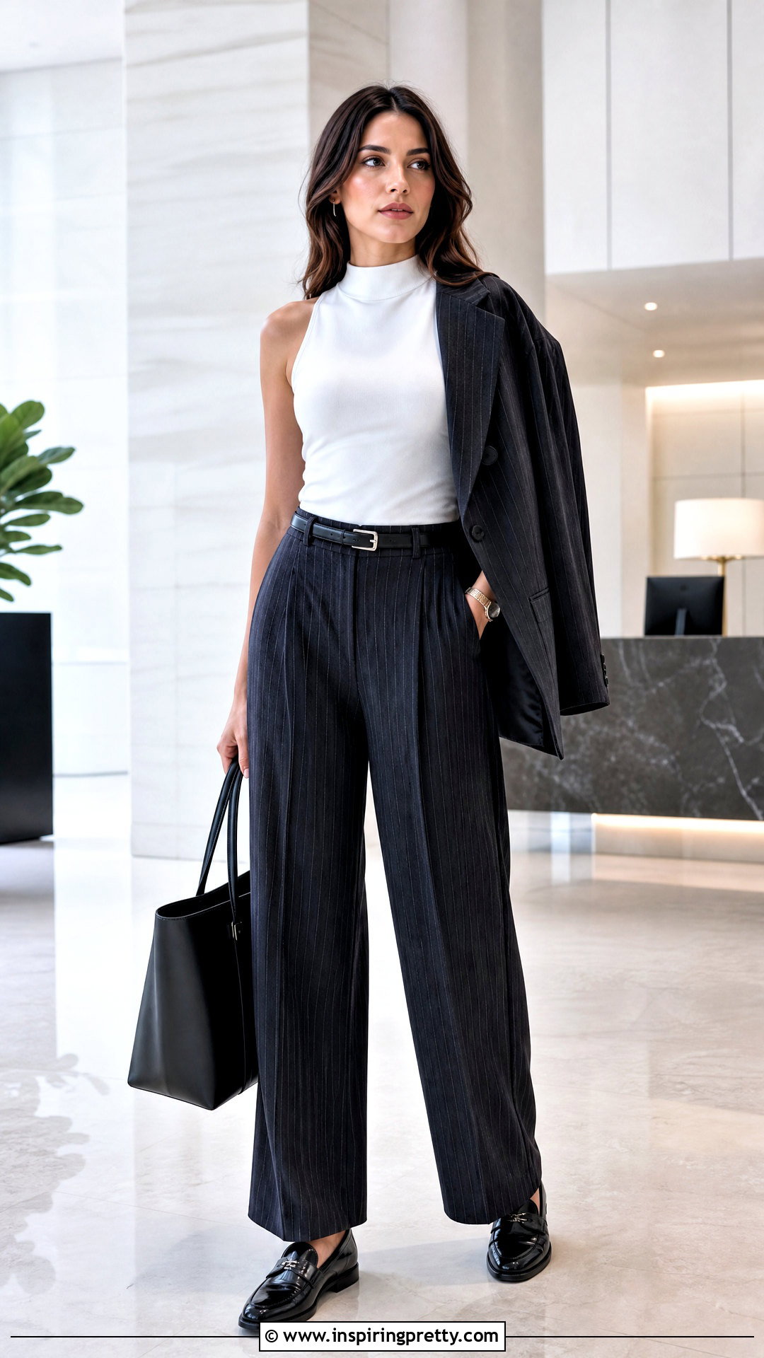 White Tank Top With Pinstripe Trousers - 50 white tank top outfit aesthetic ideas