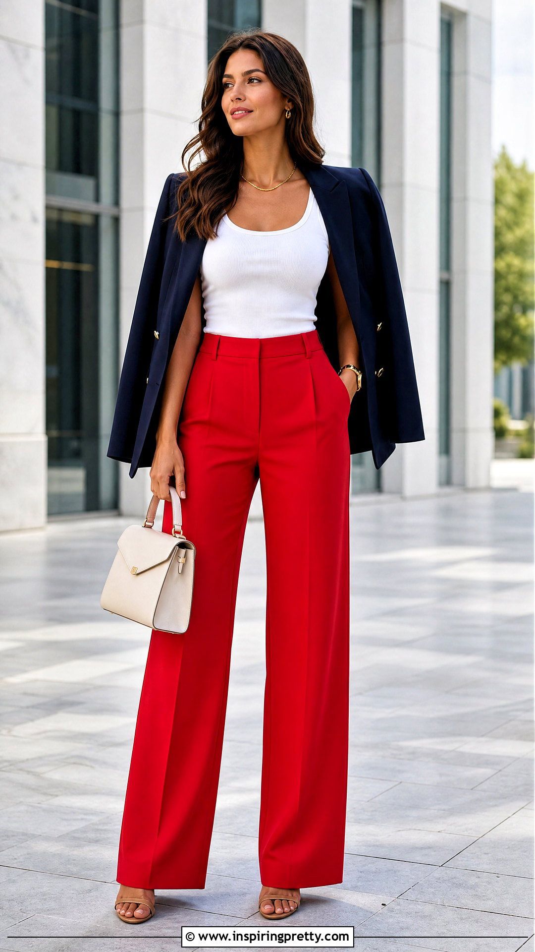 White Tank Top With Red Trousers - 50 white tank top outfit ideas