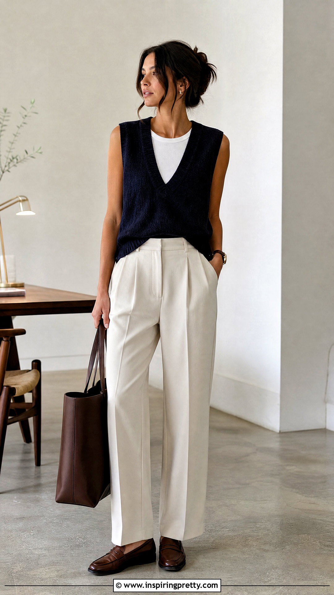 White Tank Top With Sweater Vest - 20 basic tank tops for layering ideas