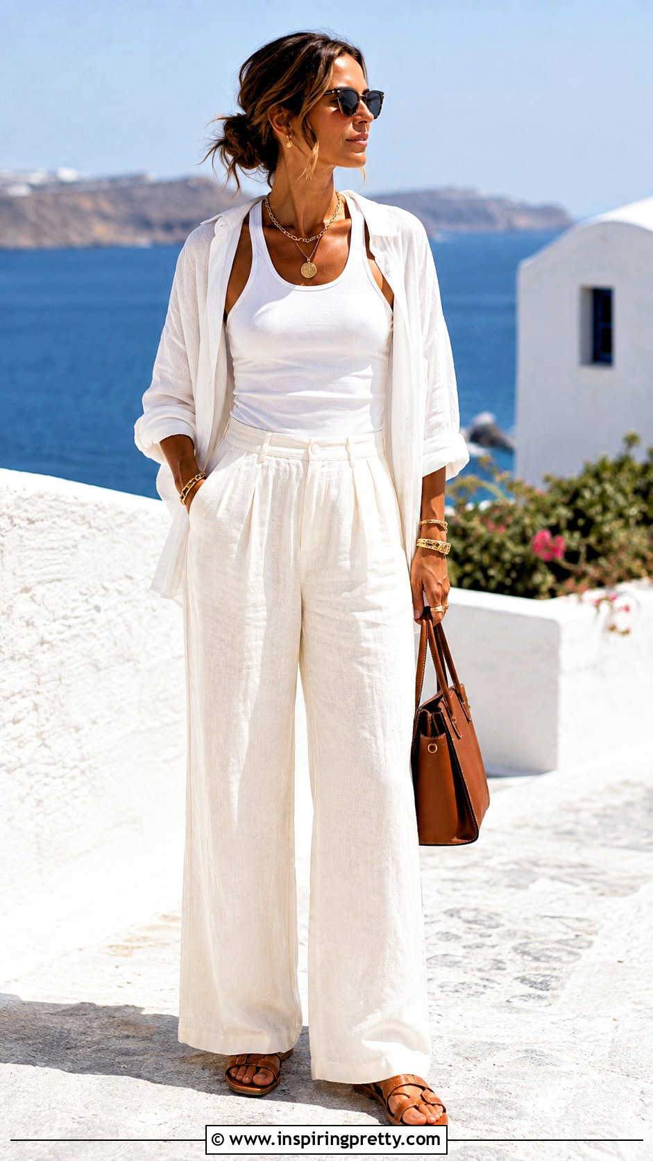 White Tank Top With White Linen Pants - 50 ootd tank top outfit ideas