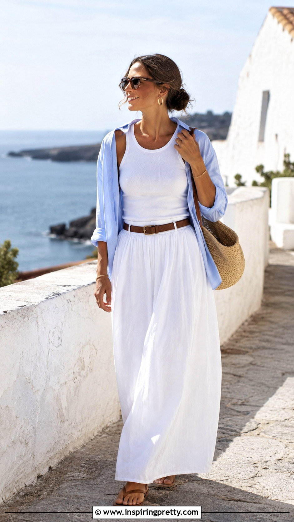 White Tank Top With White Maxi Skirt - 25 sydney sweeney white tank top outfit ideas