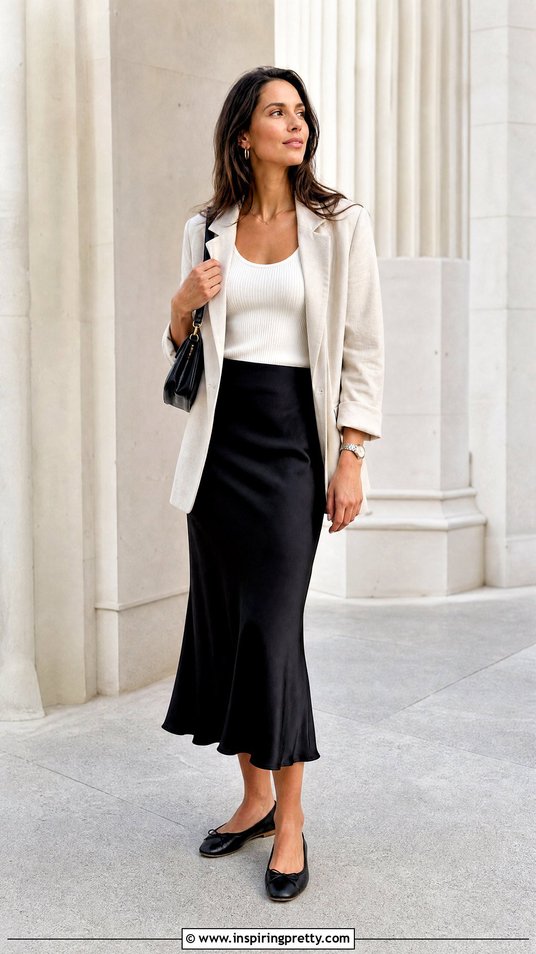 White Tank Top With a Black Slip Skirt - 50 white tank top outfit aesthetic ideas