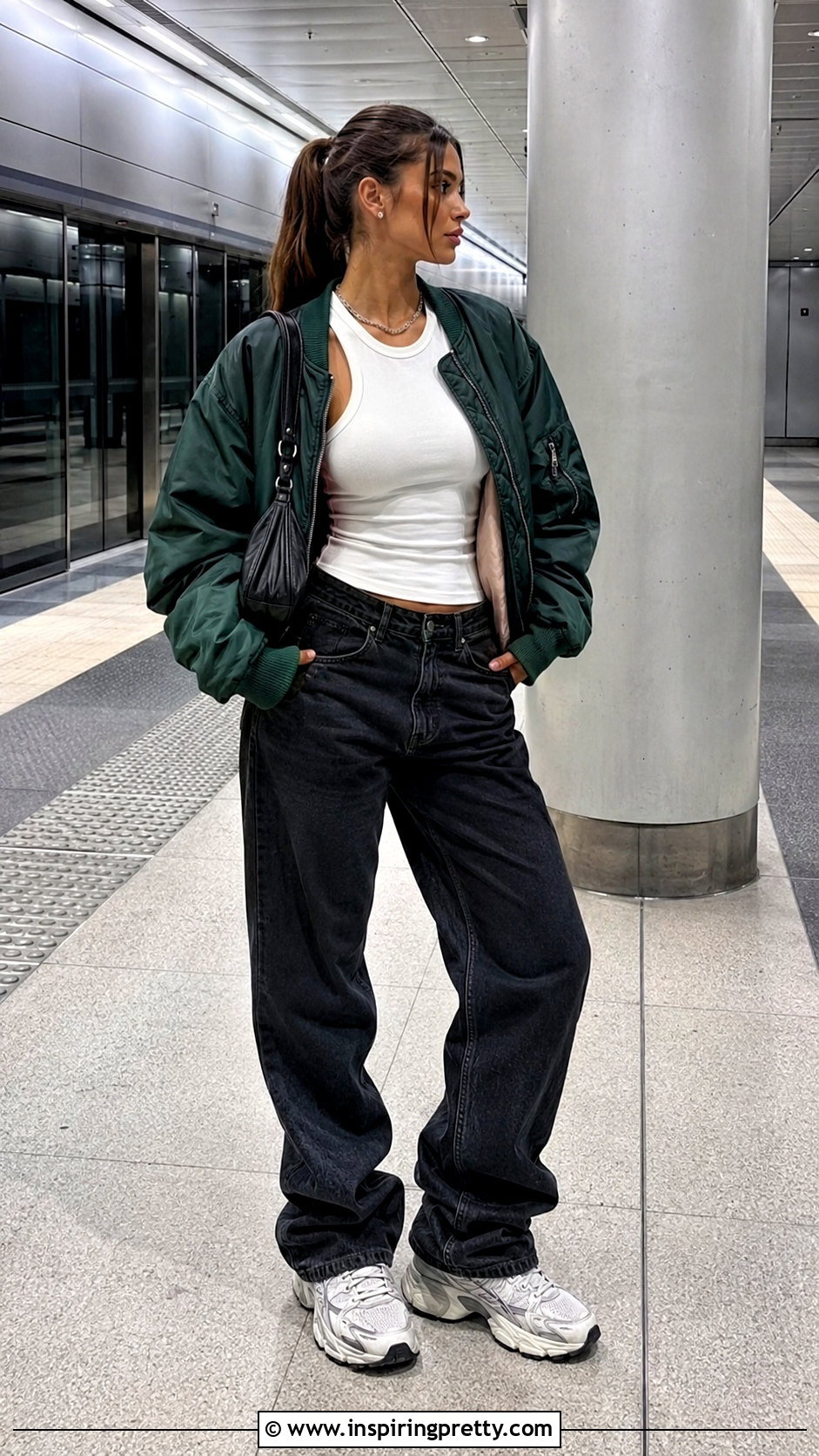 White Tank Top With a Bomber Jacket - 20 Min Ho Xo Kitty Tank Top outfit ideas