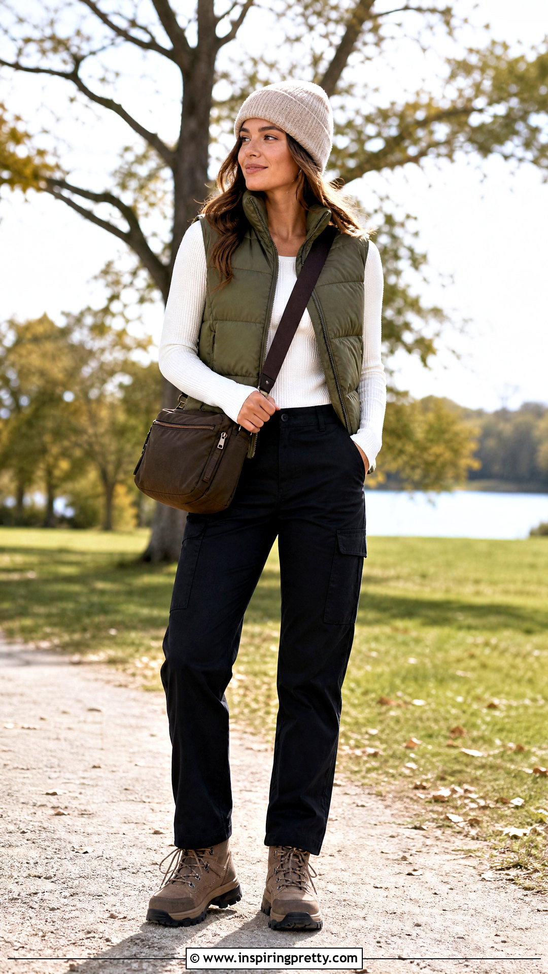 White Thermal Top With Puffer Vest - 50 white top aesthetic ideas