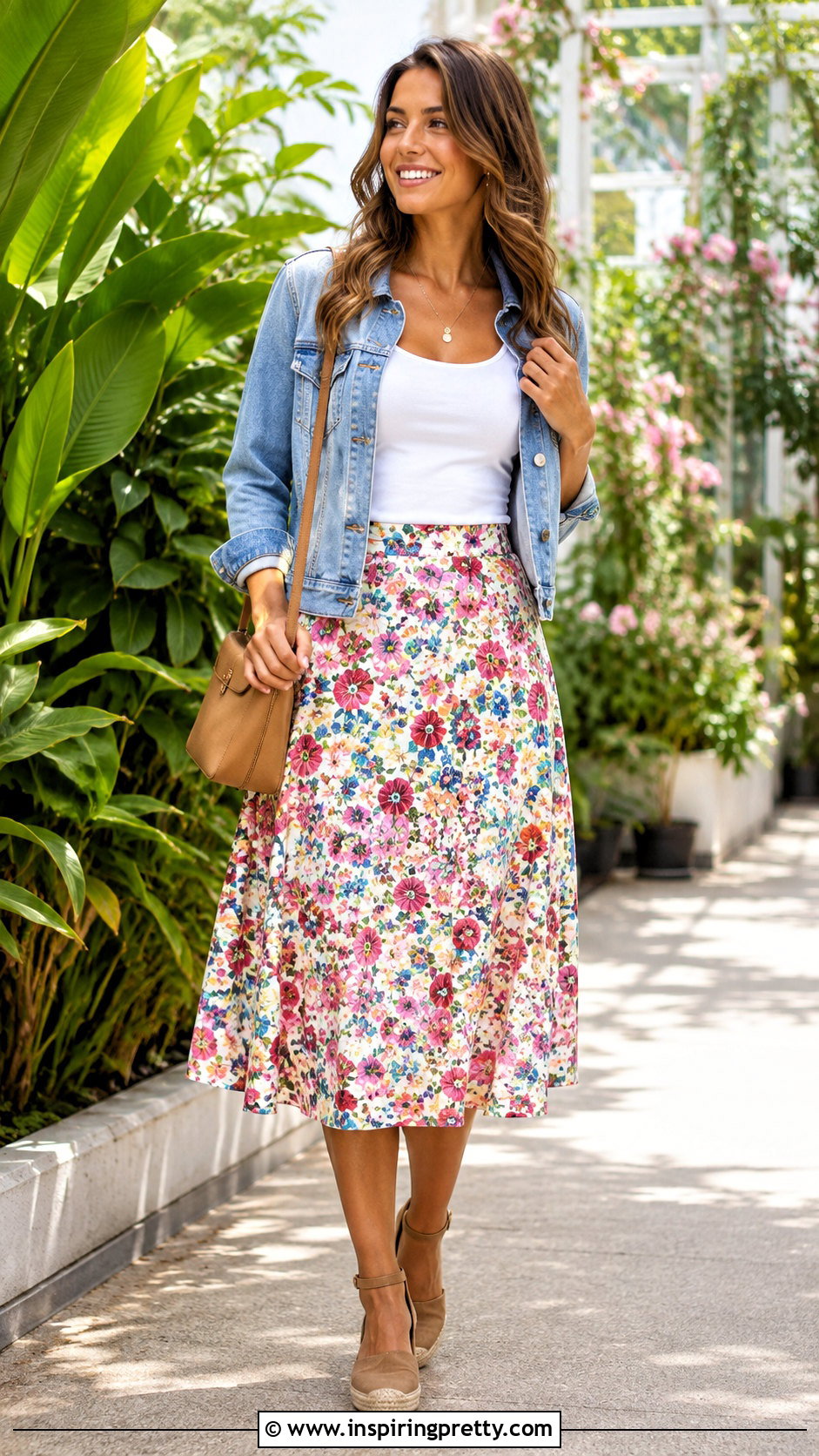 White Top With Floral Skirt - 50 white top fits