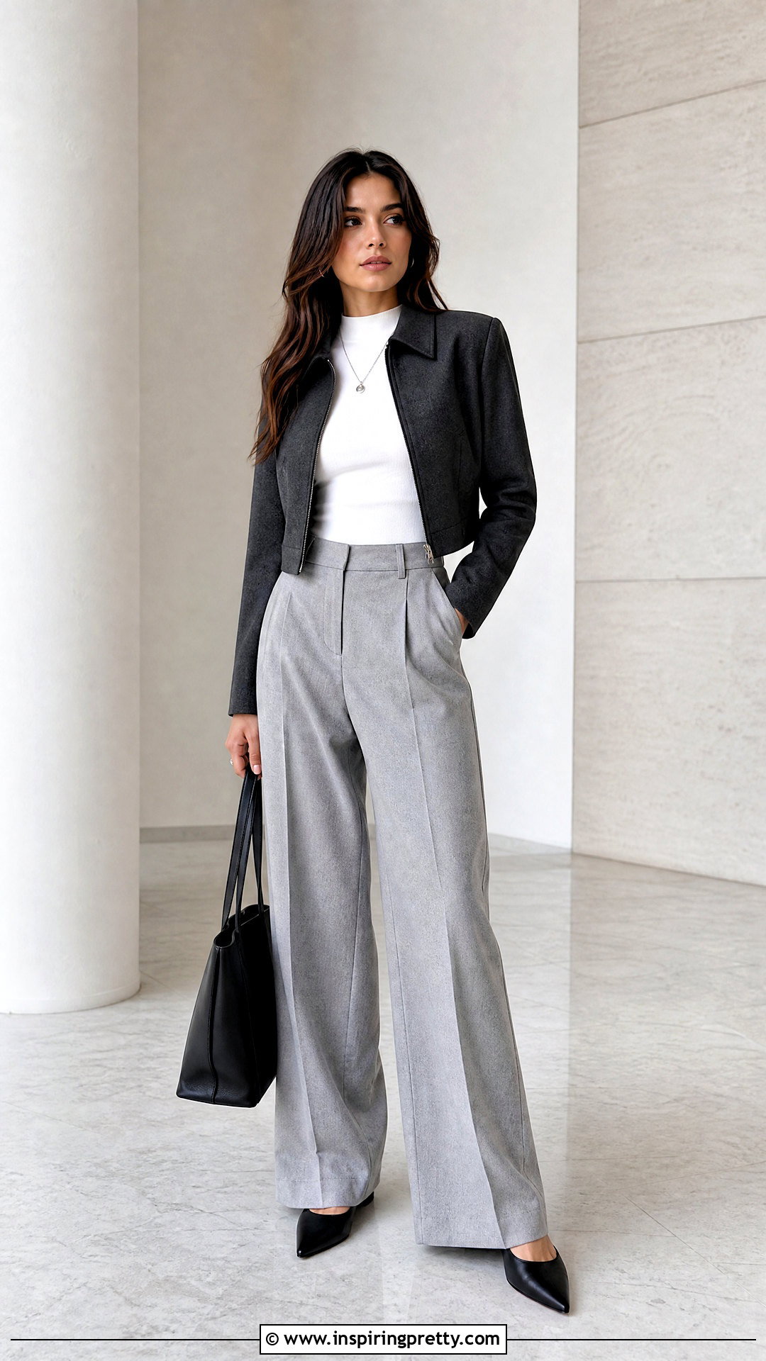 White Top With Gray Trousers - 50 white top outfit ideas