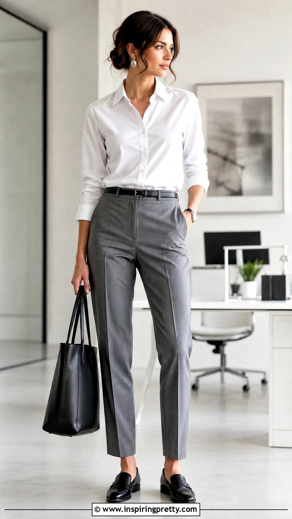 White Top With Grey Pants - what color top to wear with grey pants (20 ways)