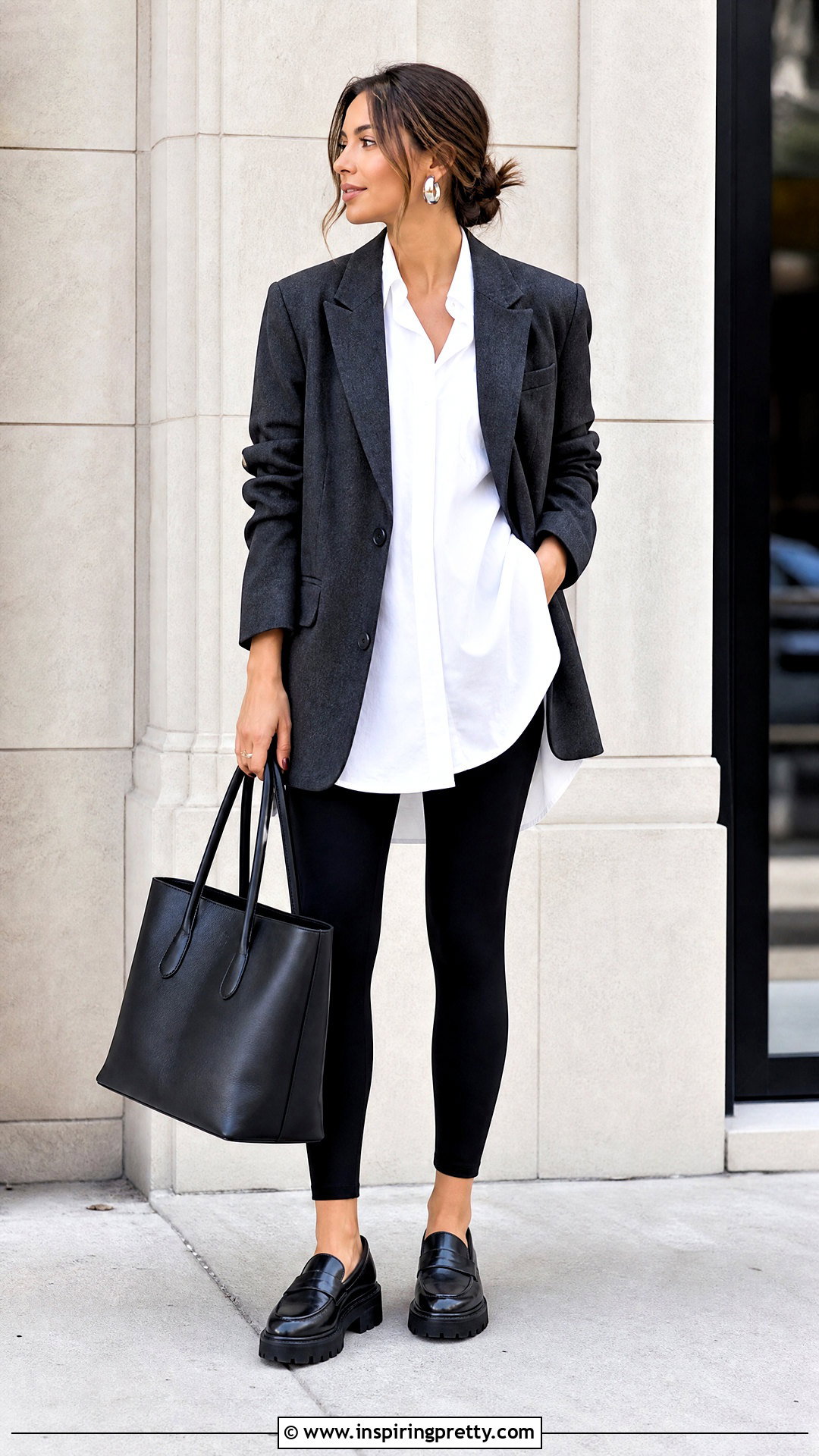 White Top With Leggings And Blazer - 50 white top outfit ideas