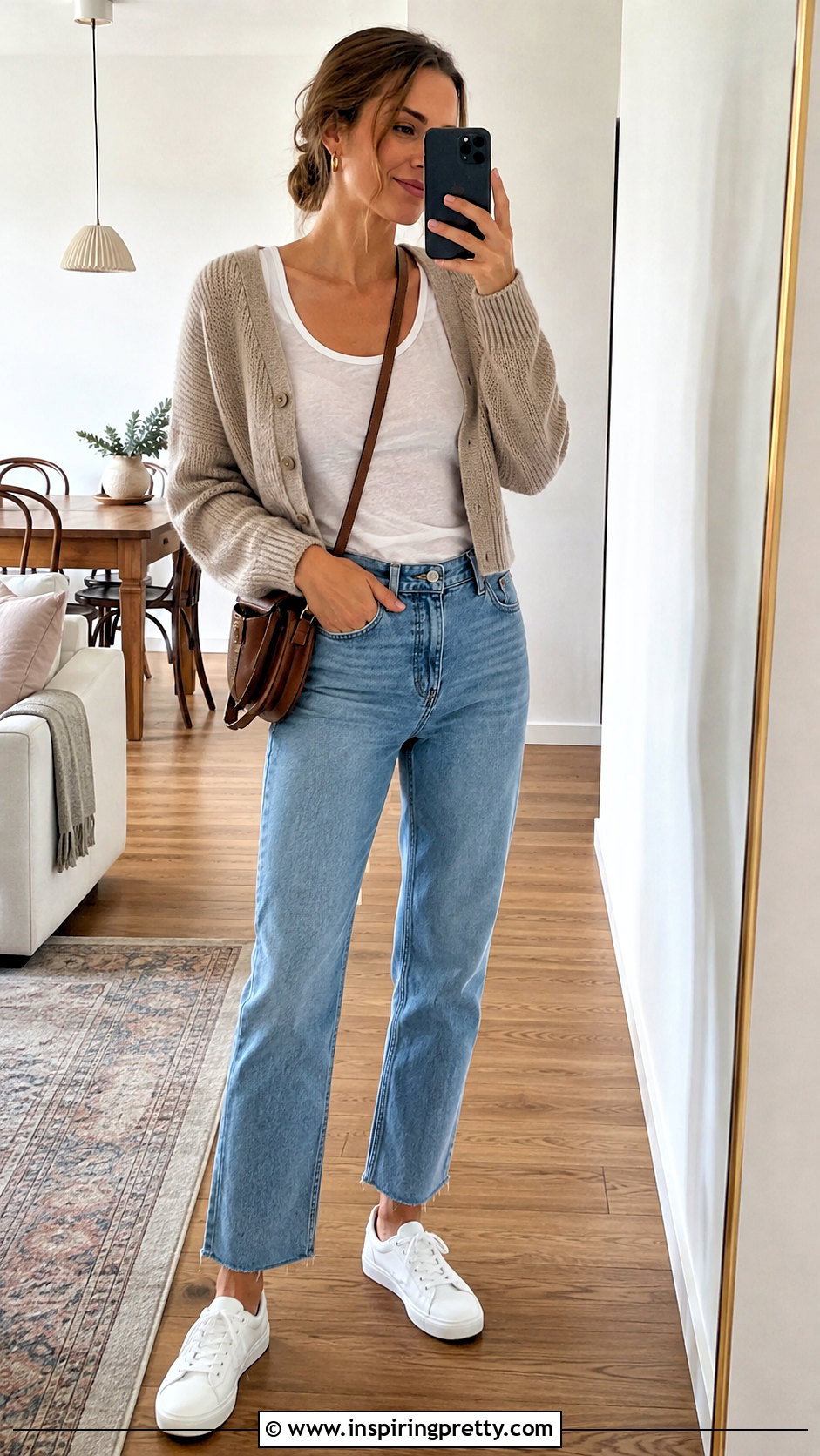 White Transparent Tank Top With A Knit Cardigan - 25 White Tank Top Transparent Outfits