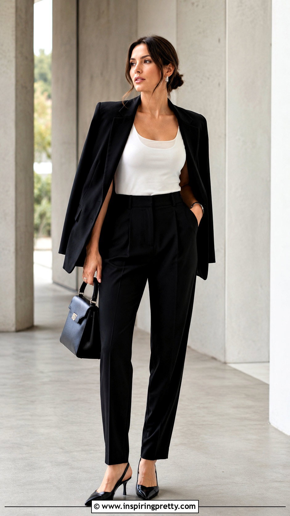 White Transparent Tank Top With Black Tailored Pants - 25 White Tank Top Transparent Outfits