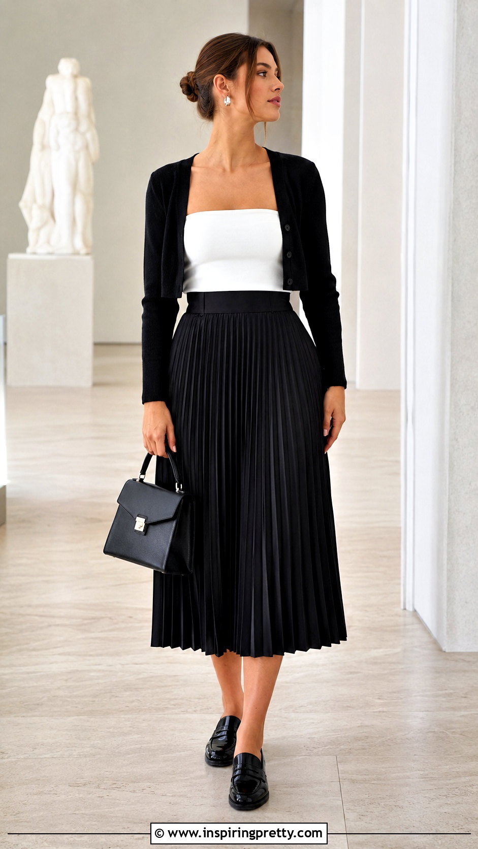White Tube Top With Black Pleated Skirt - 25 Tube Top Skirt Dress outfit ideas
