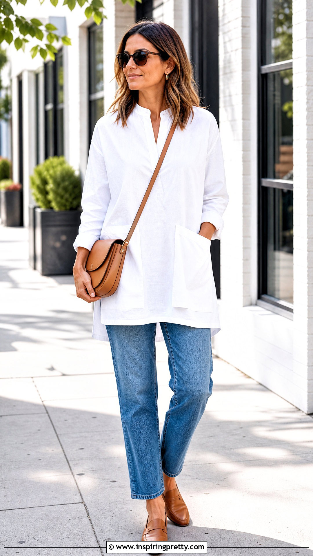 White Tunic Top With Pockets And Straight Leg Jeans - 20 tunic tops with pockets