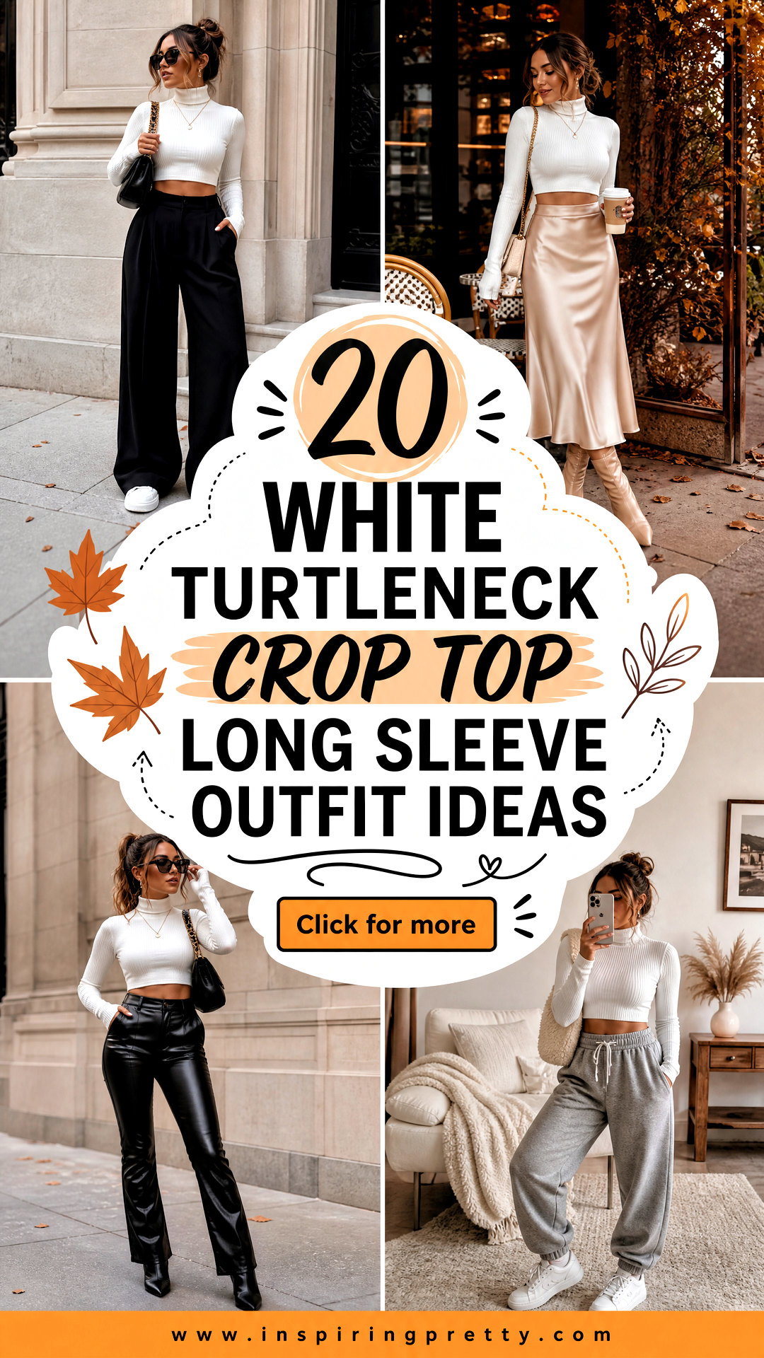 20 White Turtleneck Crop Top Long Sleeve Outfit Ideas for Fall - 20 White Turtleneck Crop Top Long Sleeve Outfit Ideas for Fall