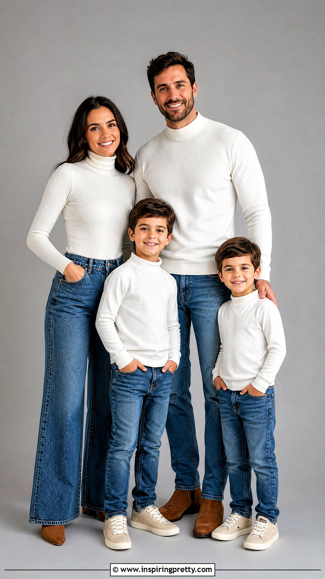 White Turtlenecks And Blue Jeans Family Picture - 25 White Tops And Jeans Family Pictures