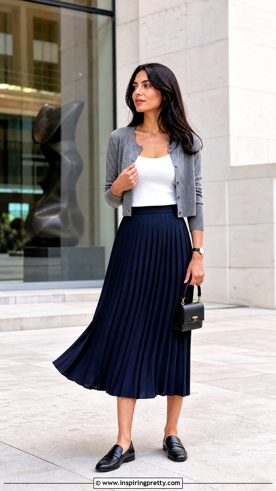 White Vest Top With Pleated Midi Skirt - 50 white vest top outfit ideas