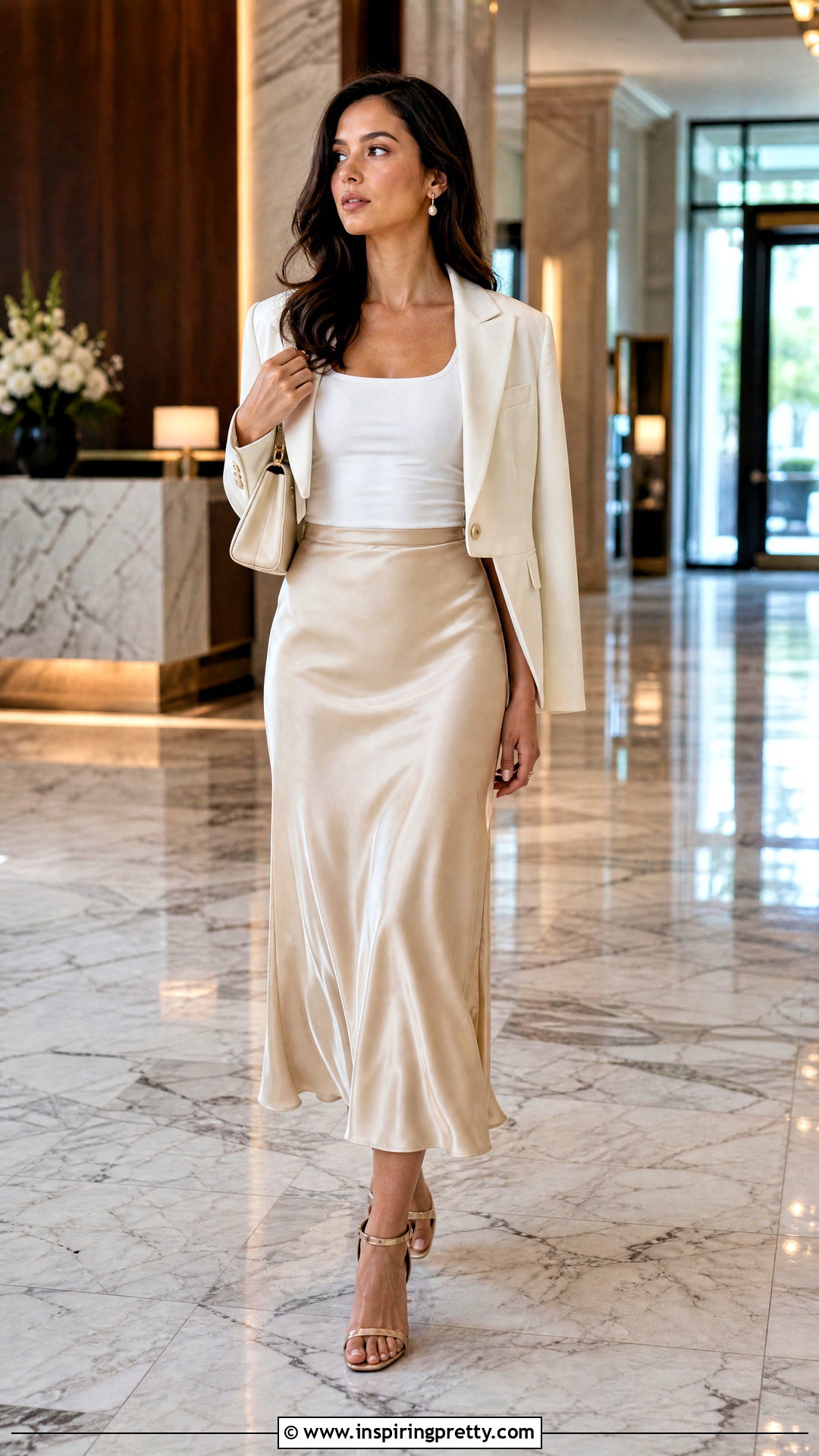 White Vest Top With Satin Midi Skirt - 50 white vest top outfit ideas