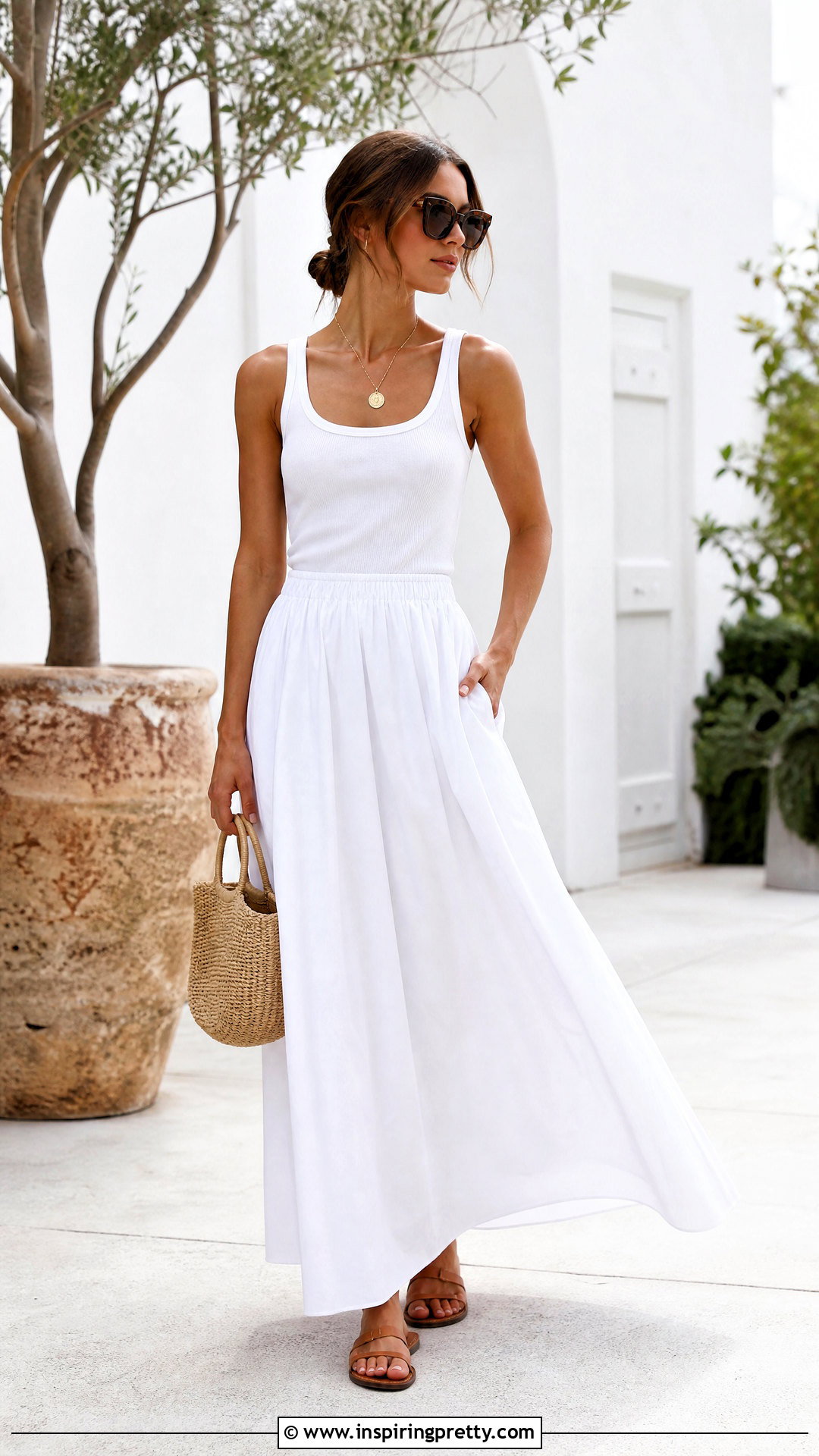 White Vest Top With White Maxi Skirt - 50 white vest top outfit ideas