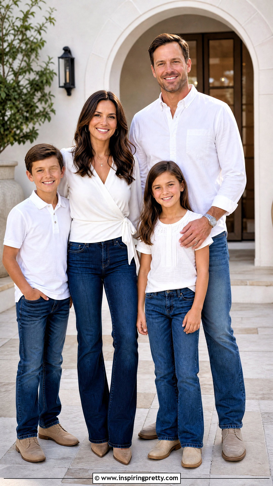 White Wrap Tops And Bootcut Jeans Family Picture - 25 White Tops And Jeans Family Pictures