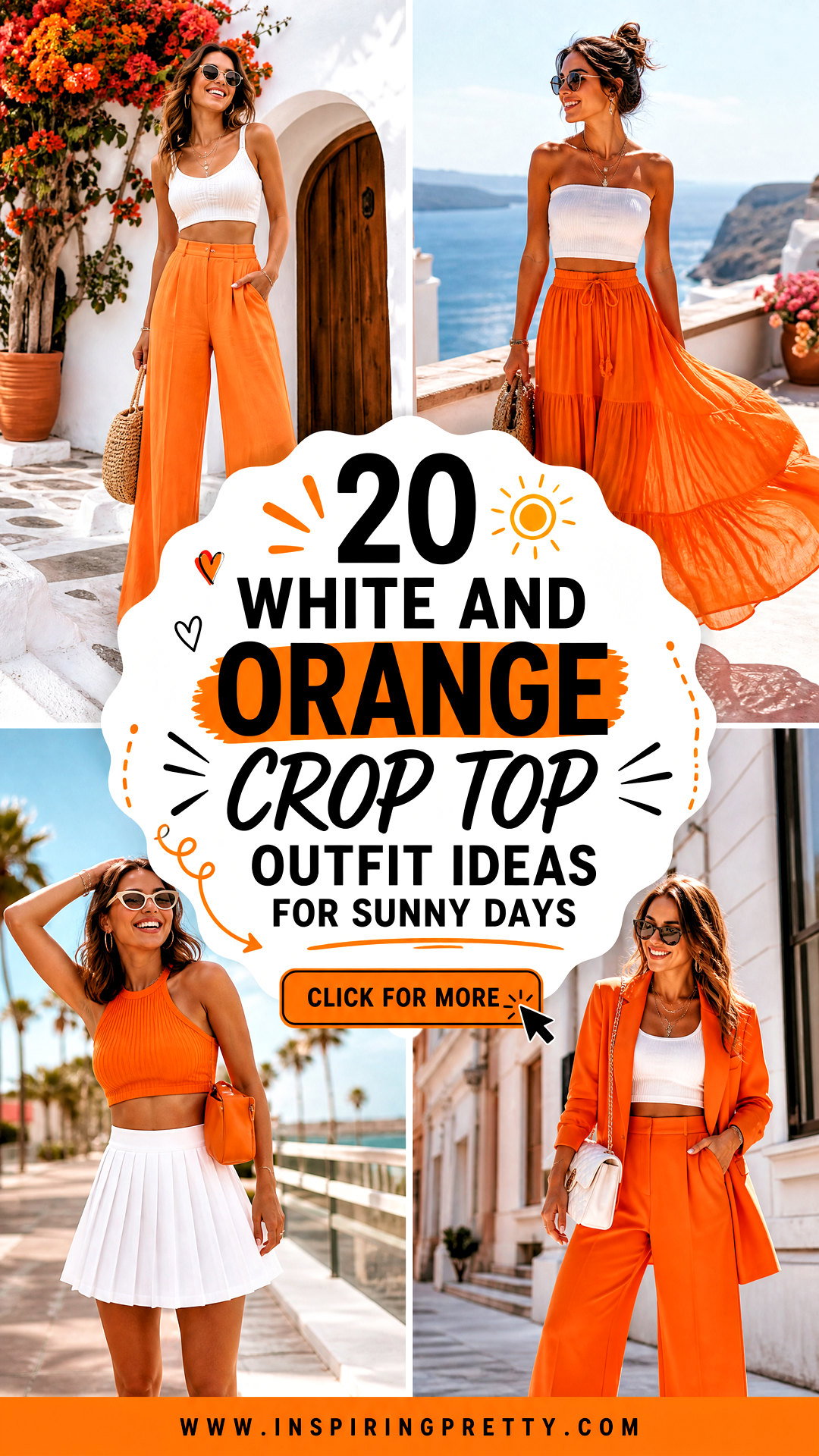 20 White and Orange Crop Top Outfit Ideas for Sunny Days - 20 White and Orange Crop Top Outfit Ideas for Sunny Days