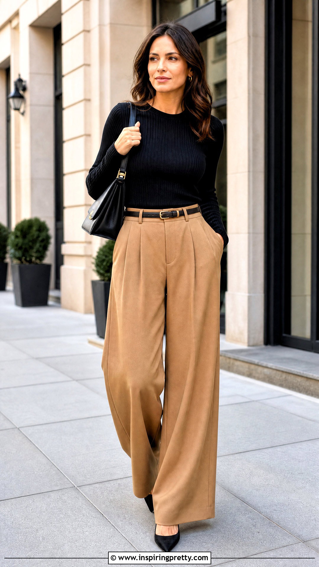 Wide Leg Trousers With Fitted Top - 50 trouser and top styles for ladies