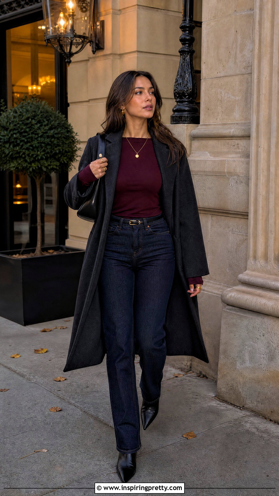 Wine Only For Tonight Top With Dark Denim - 20 Only For Tonight Long Sleeve Top outfit ideas