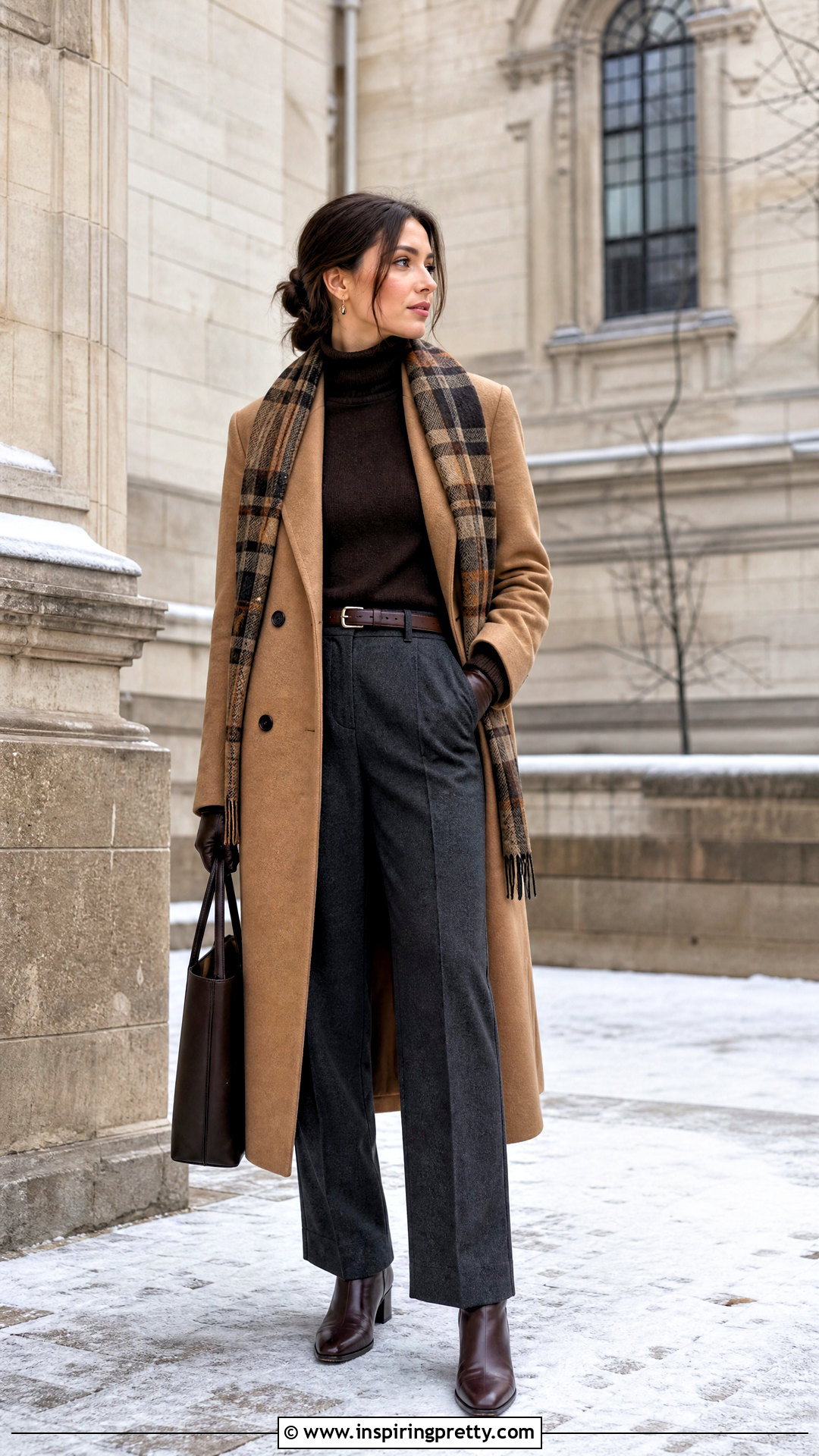 Winter Academia Wool Coat and Turtleneck Outfit - 50 top academia ideas