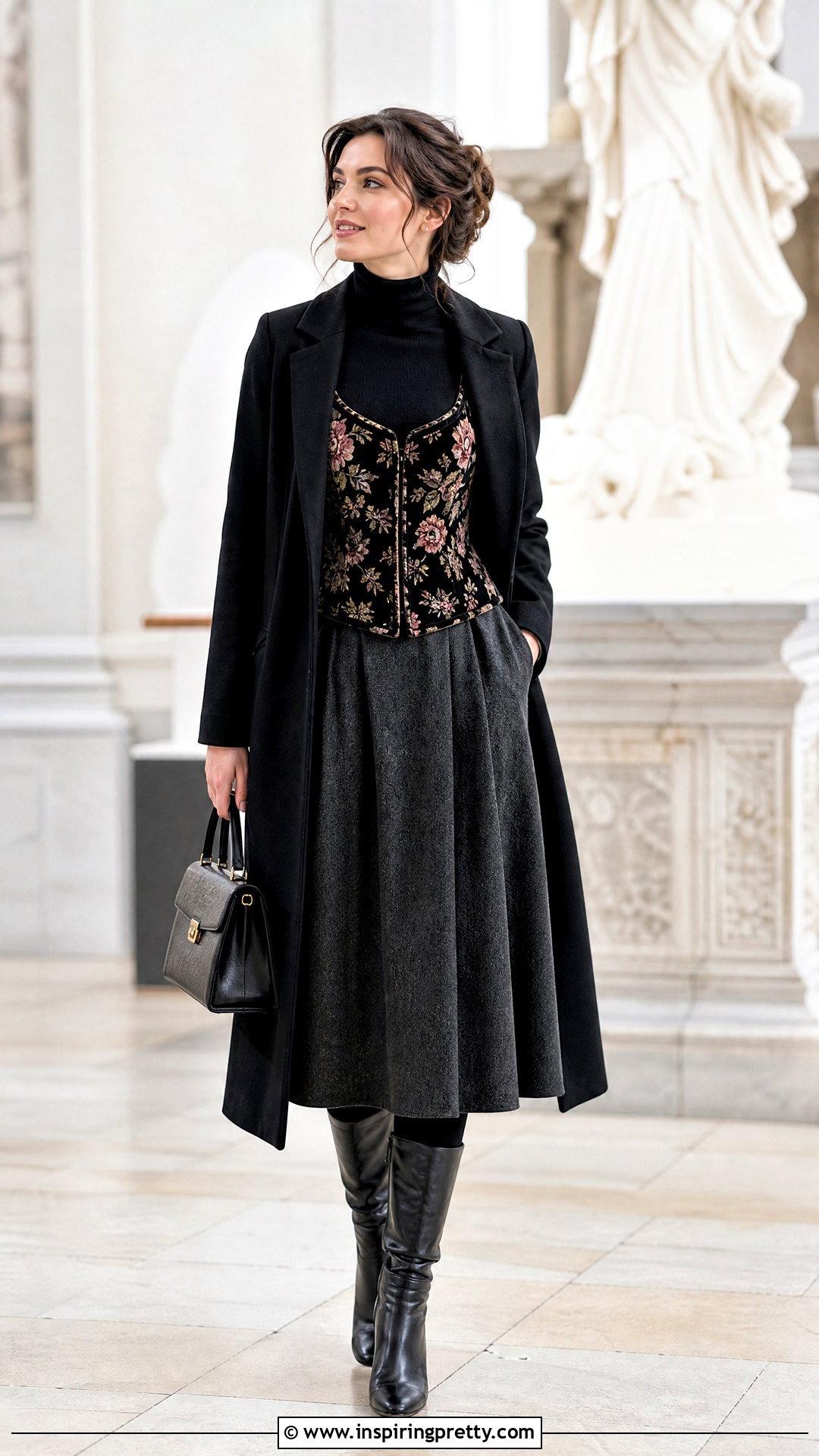 Winter Cosette Top With Turtleneck And Wool Skirt - 50 cosette tops outfit ideas