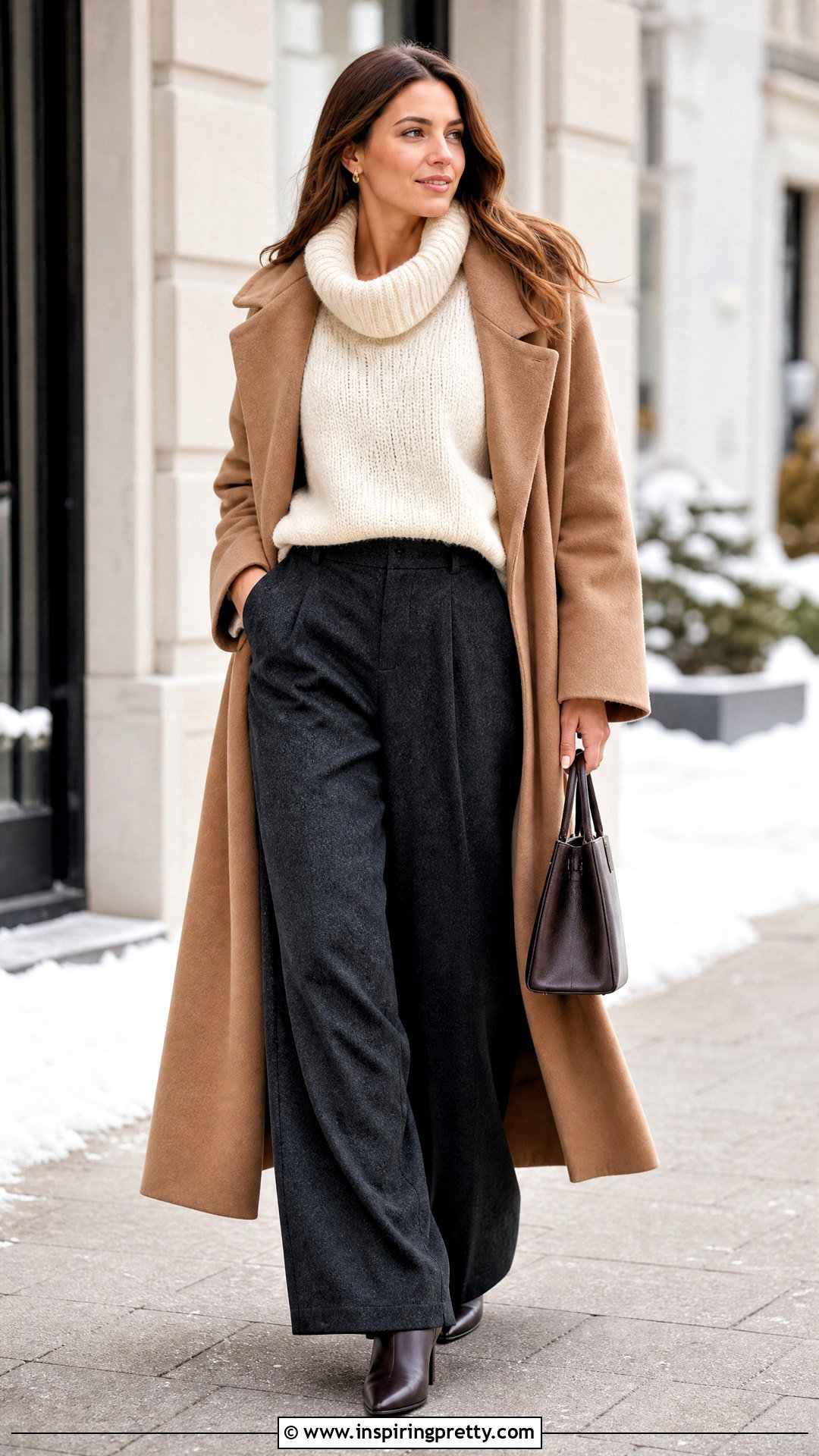 Winter Cowl Neck Top With Wool Trousers - 50 cowl neck top outfit ideas