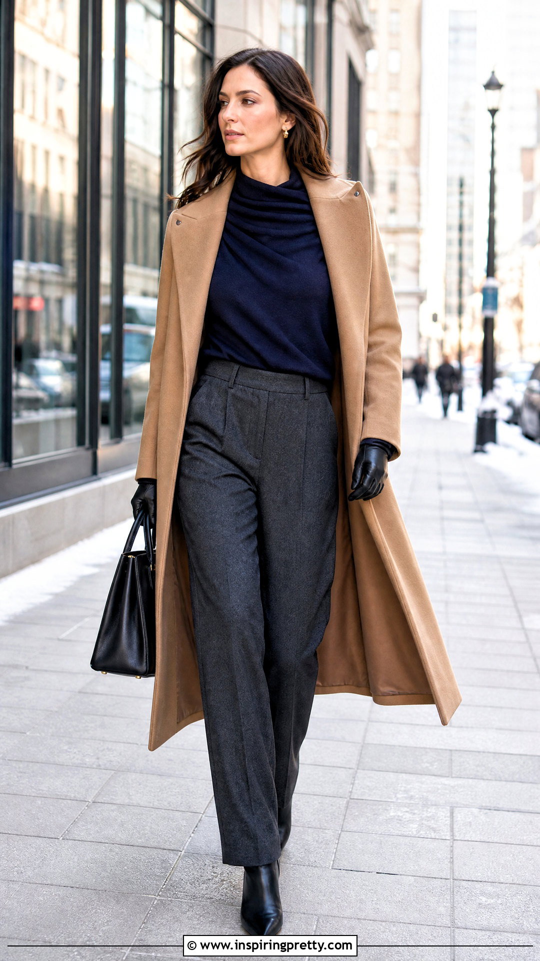 Winter Draped Top With Wool Pants And Coat - 50 draped top outfit ideas