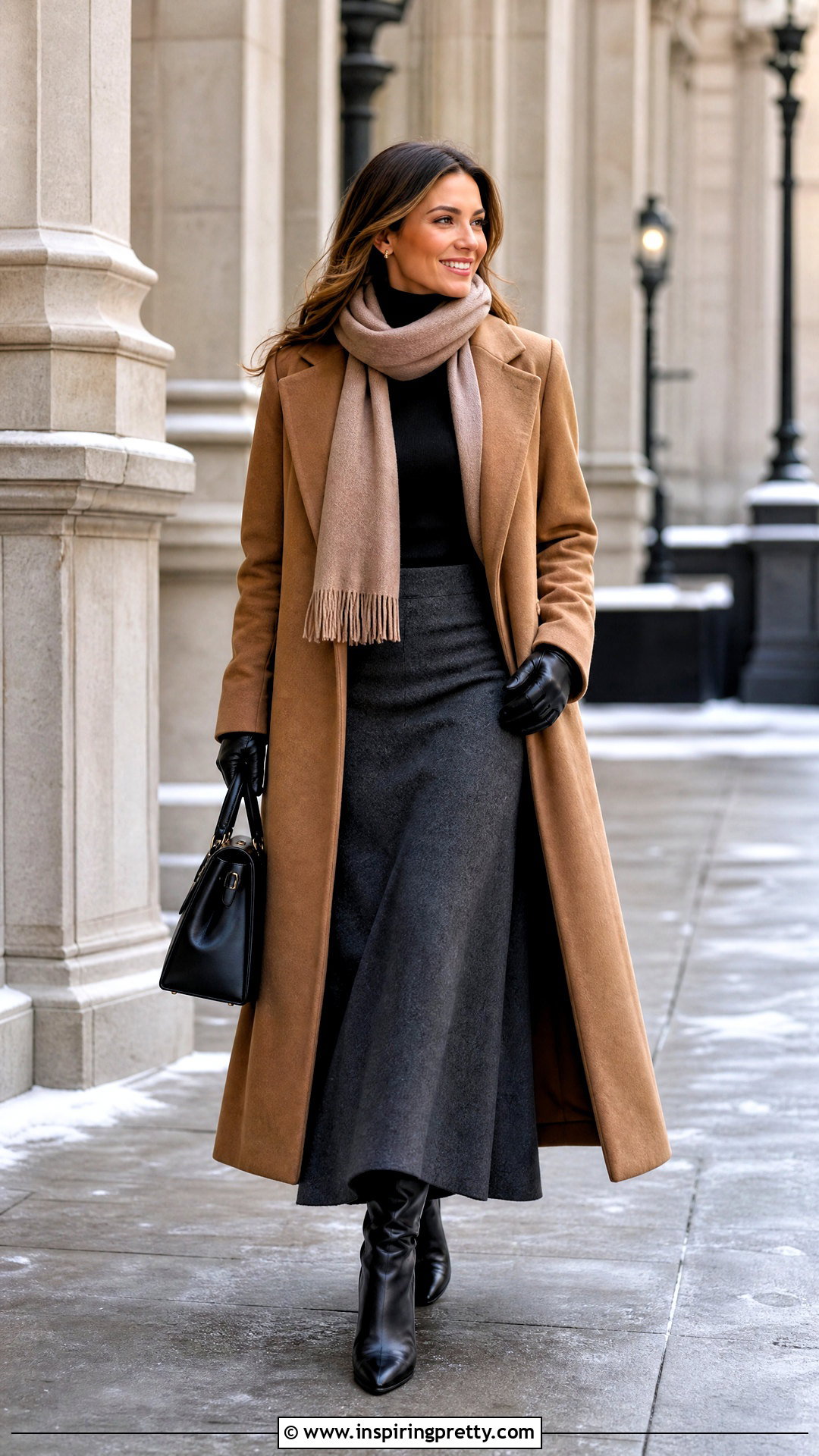 Winter Long Skirt With Turtleneck And Tall Boots - 50 long skirt and top outfit ideas