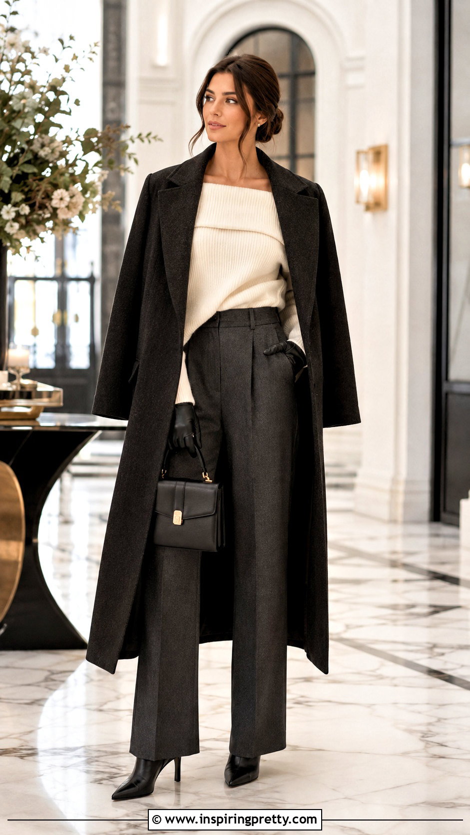 Winter Off Shoulder Sweater With Wool Trousers - how to style off shoulder top (50 ways)