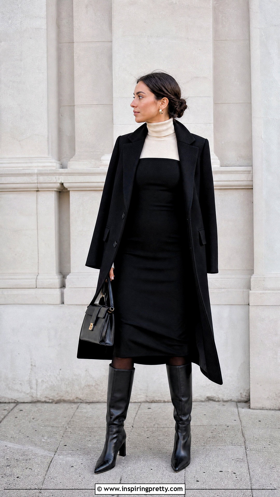 Winter Tube Dress Over A Fitted Turtleneck - 50 tube top dress outfit ideas