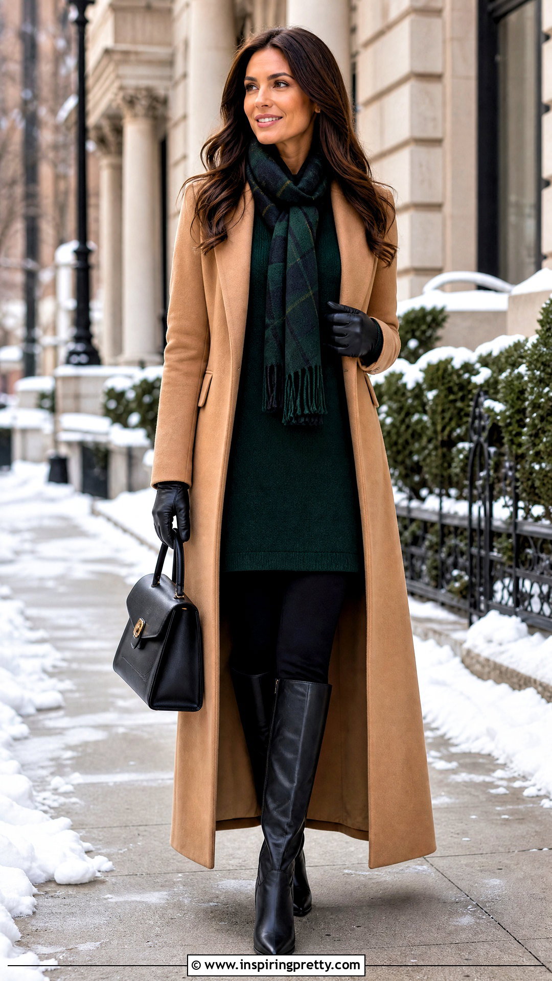 Winter Tunic Top With Wool Coat - 50 tunic tops outfit ideas