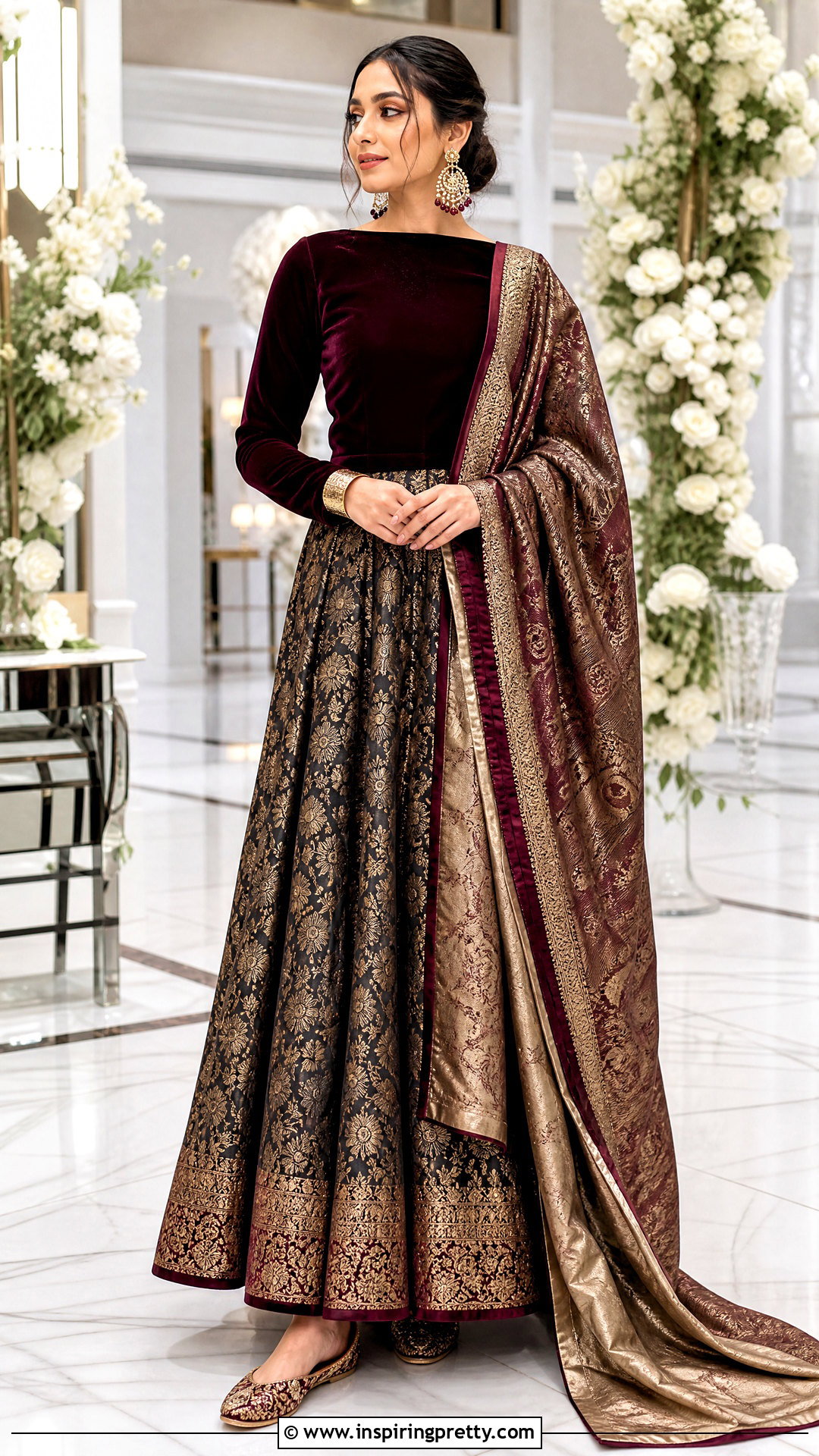 Winter Velvet Ethnic Skirt And Top Outfit - 50 ethnic skirt and top outfit ideas