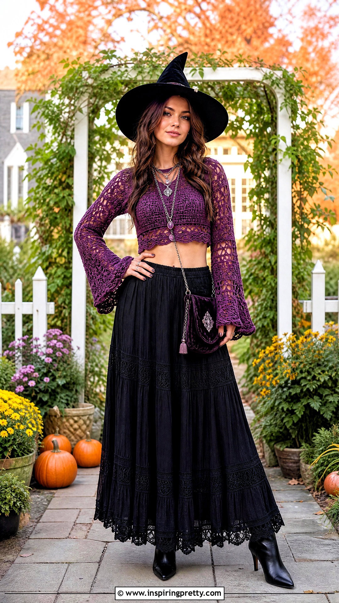 Witch Halloween Crochet Crop Top Outfit - 25 halloween crop top crochet outfit ideas
